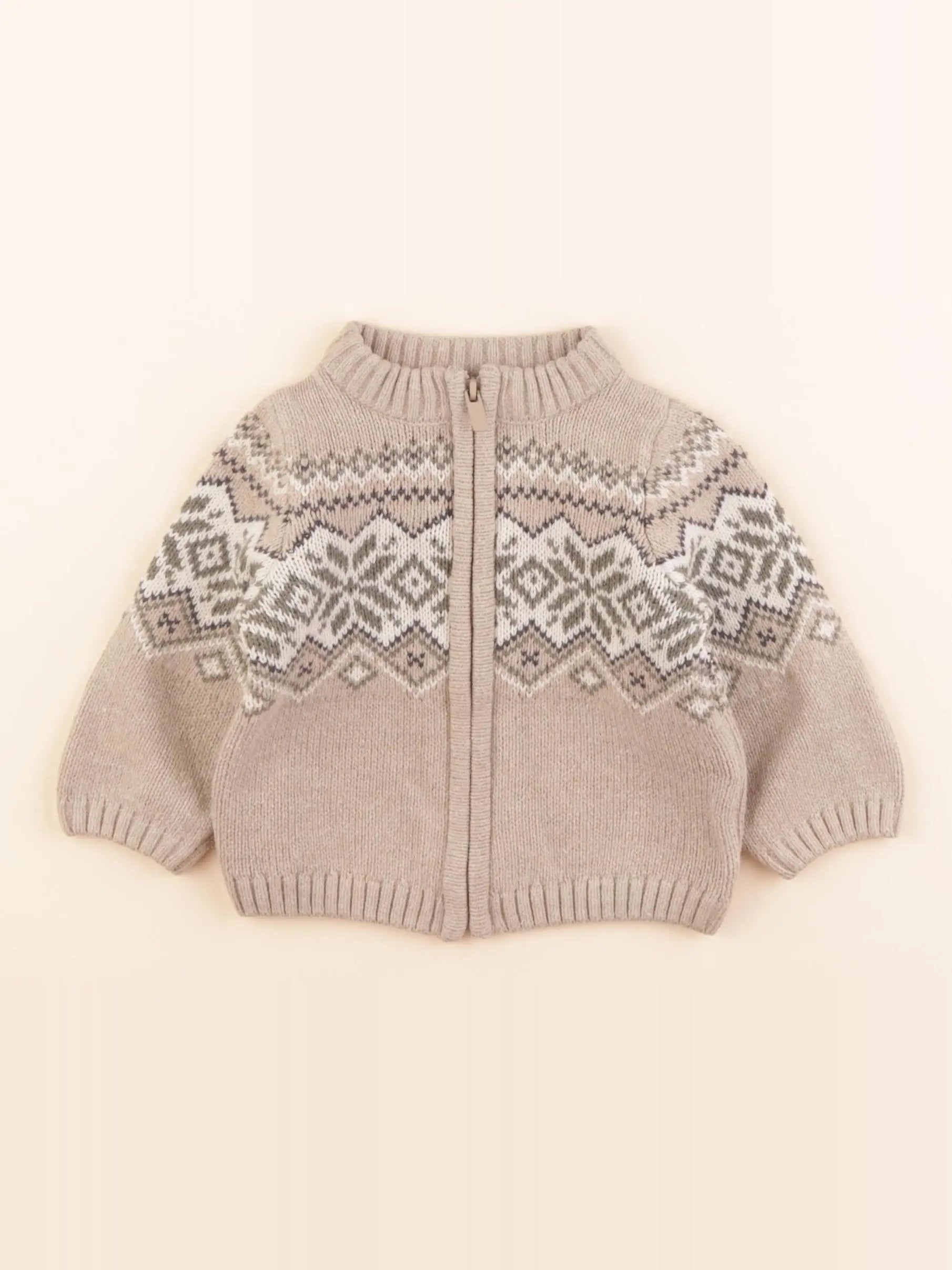 Vertbaudet - gilet beige - 9 mois