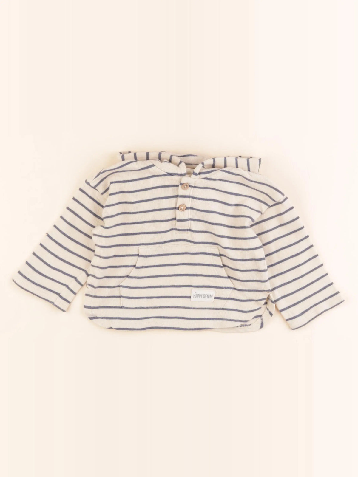 Vertbaudet - sweat beige, bleu - 9 mois