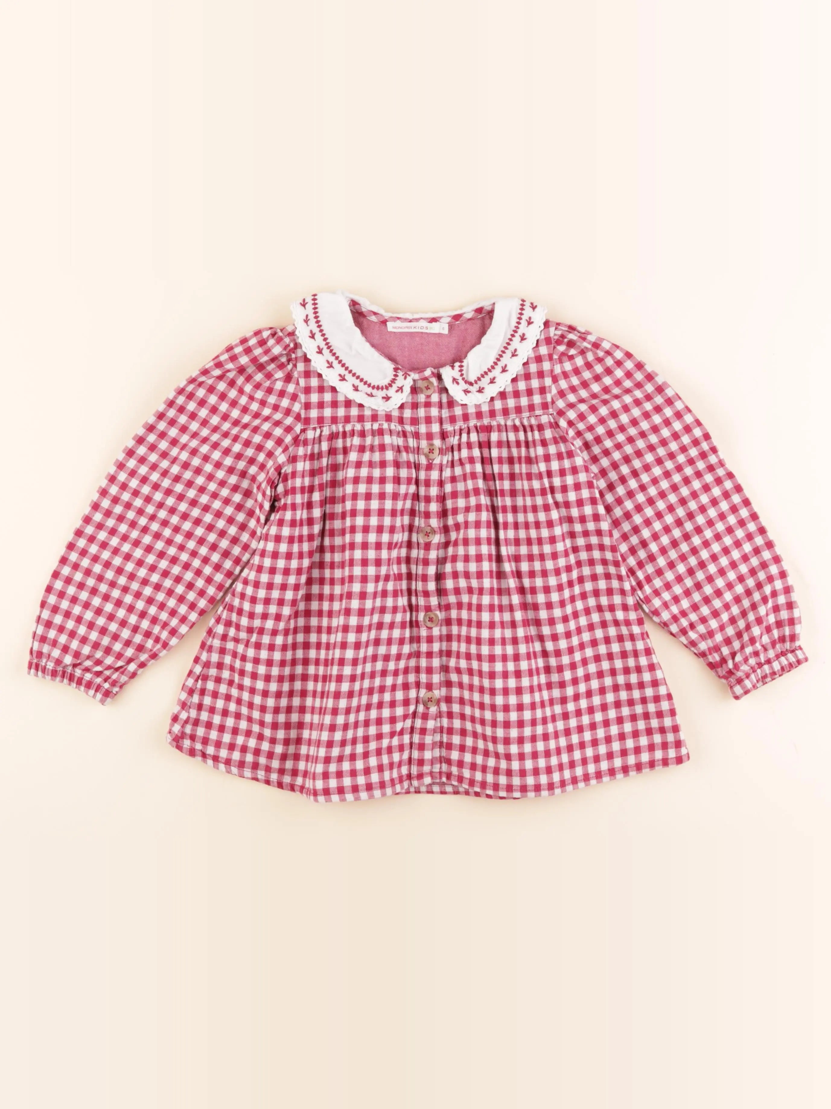 Monoprix - blouse rose, blanc - 5 ans