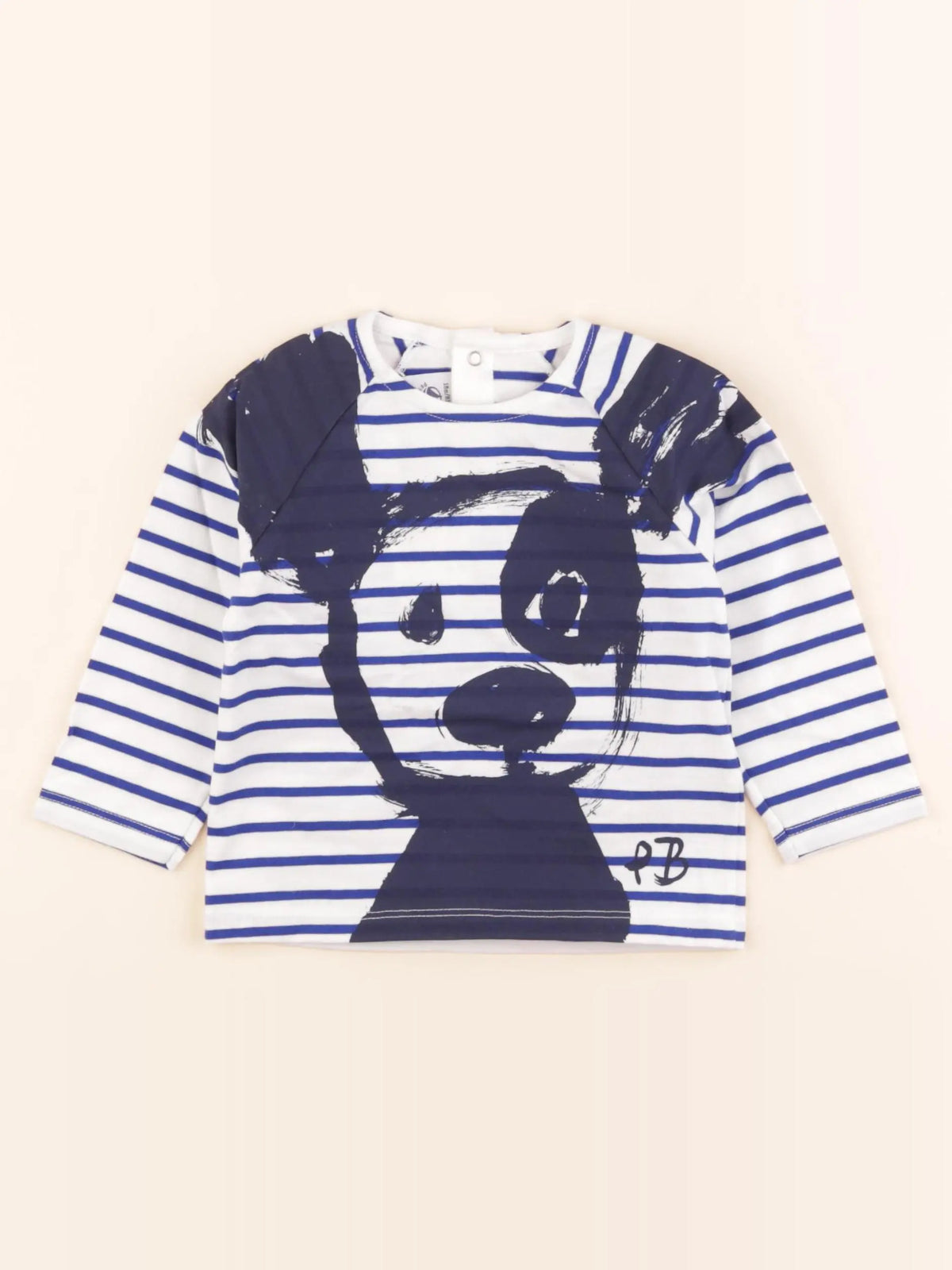 Petit Bateau - tee-shirt blanc, bleu - 18 mois