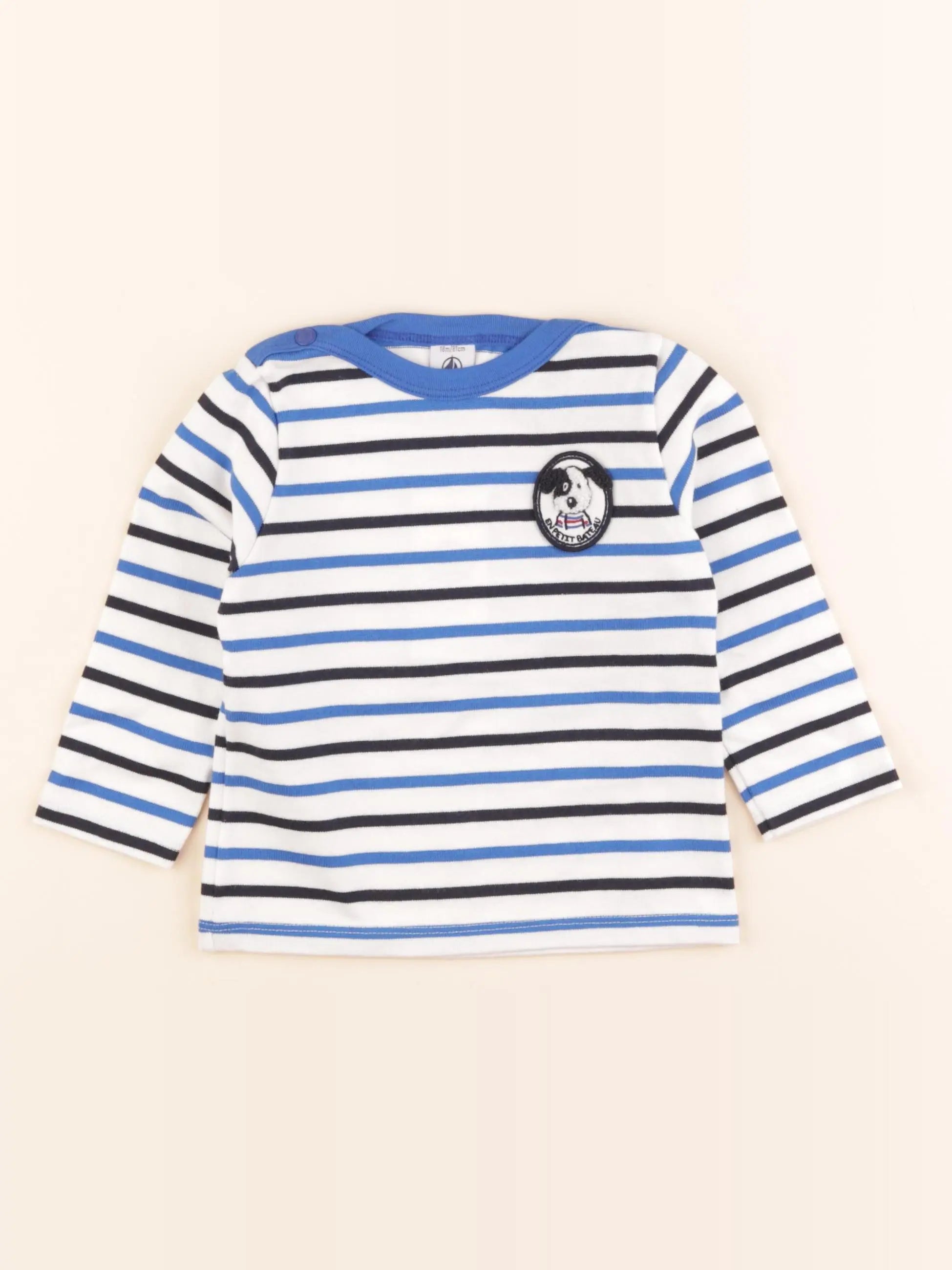 Petit Bateau - pull blanc, bleu - 18 mois