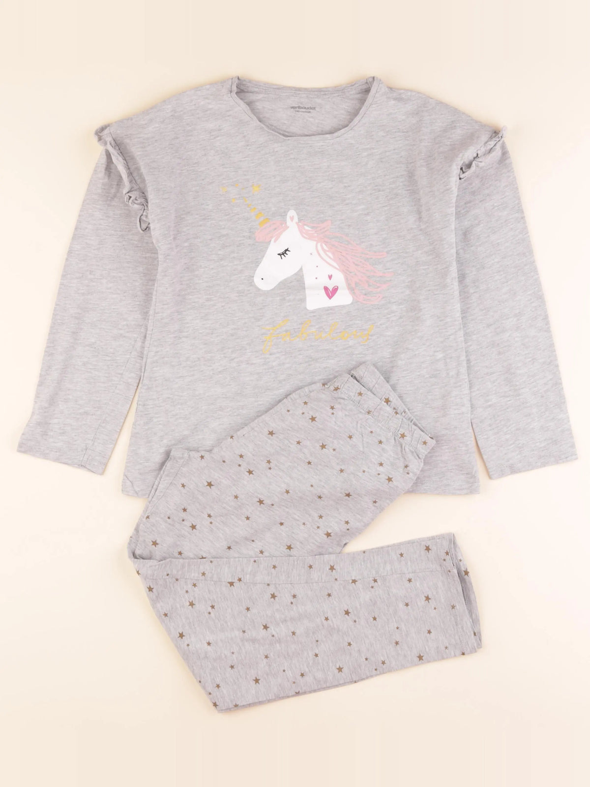 Vertbaudet - pyjama coton gris - 10 ans