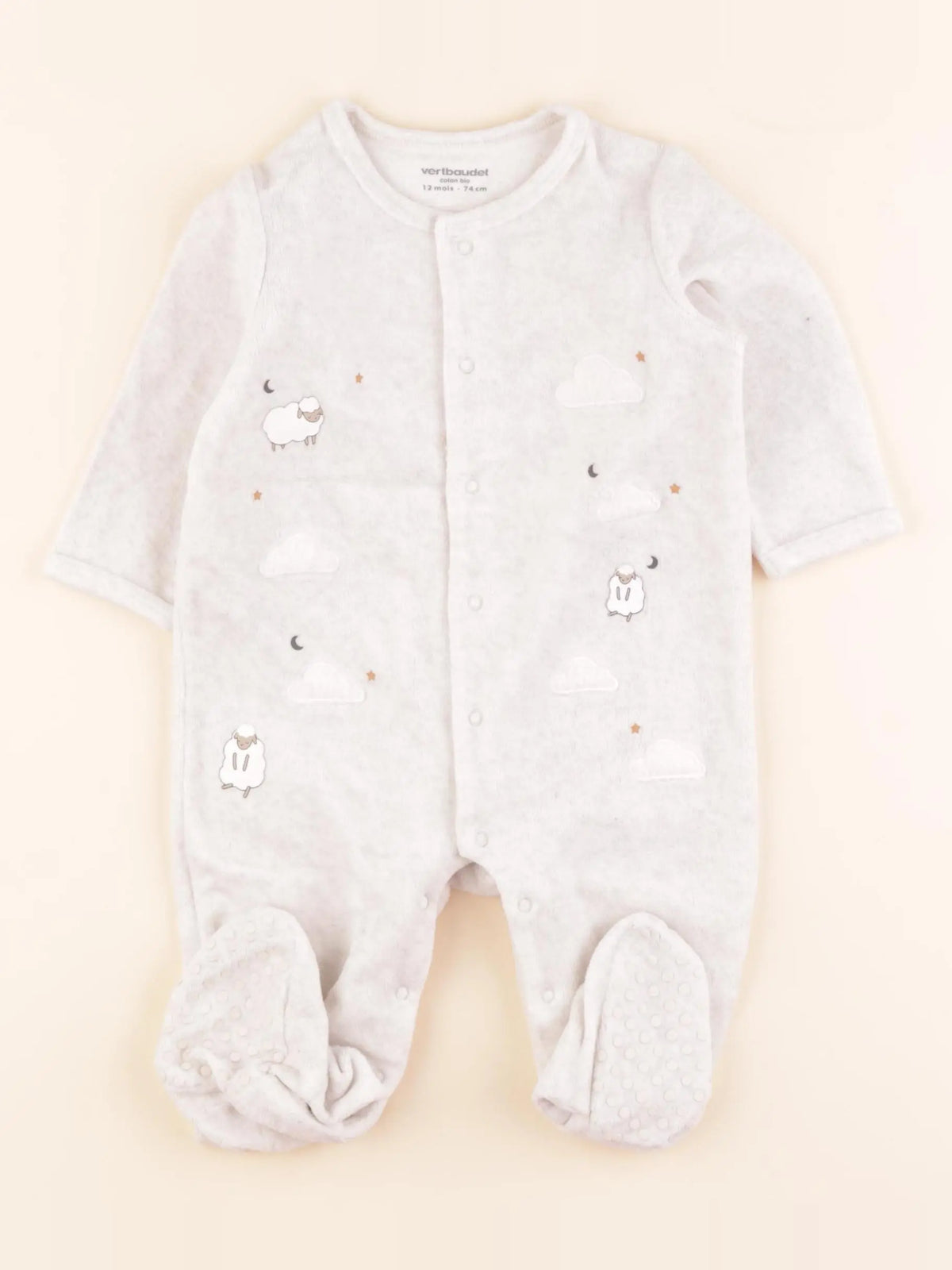 Vertbaudet - pyjama velours gris - 12 mois