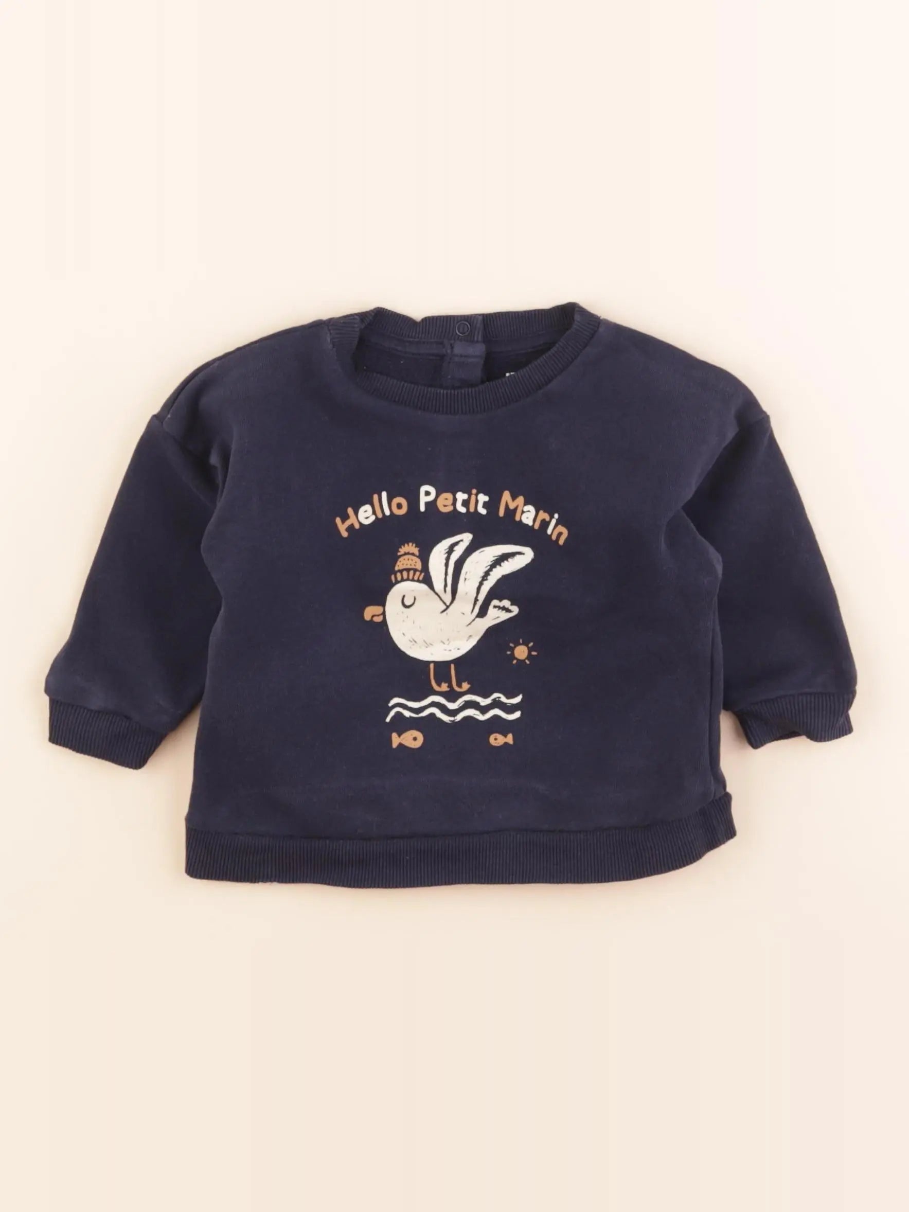 Vertbaudet - sweat bleu - 9 mois