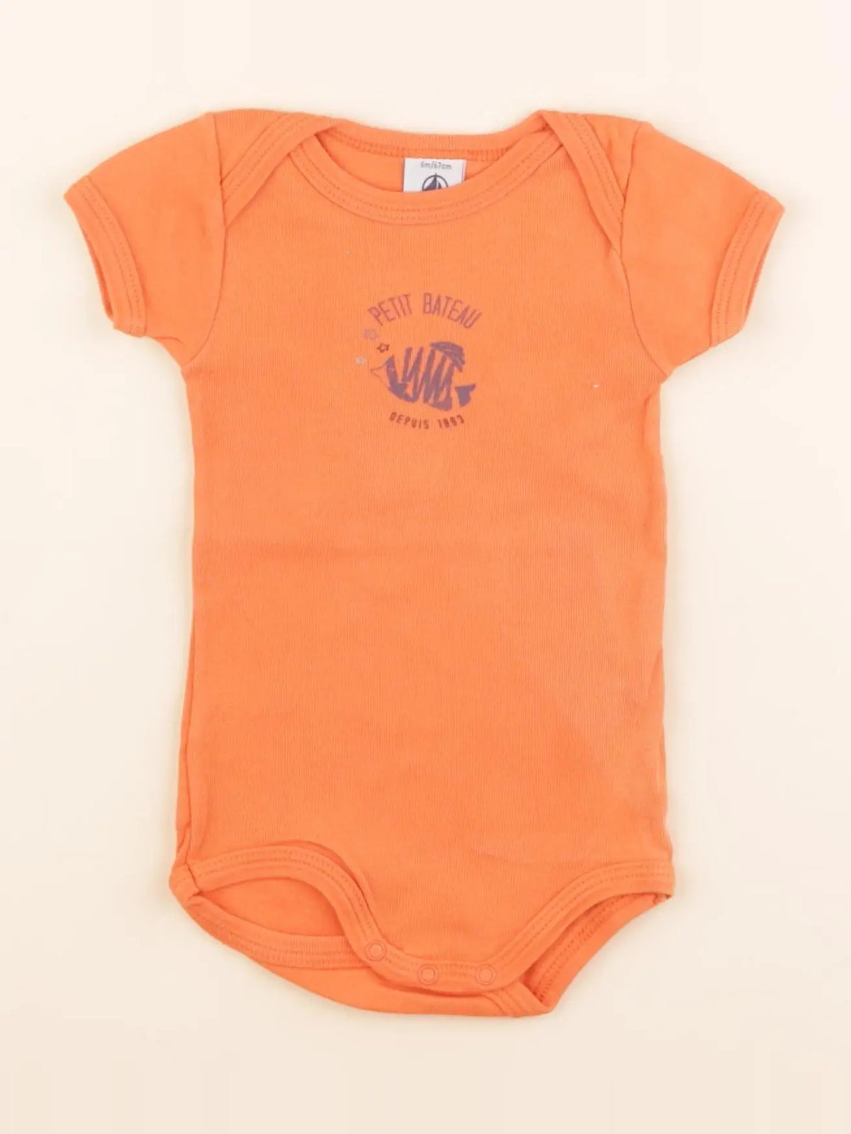 Petit Bateau - body orange - 6 mois