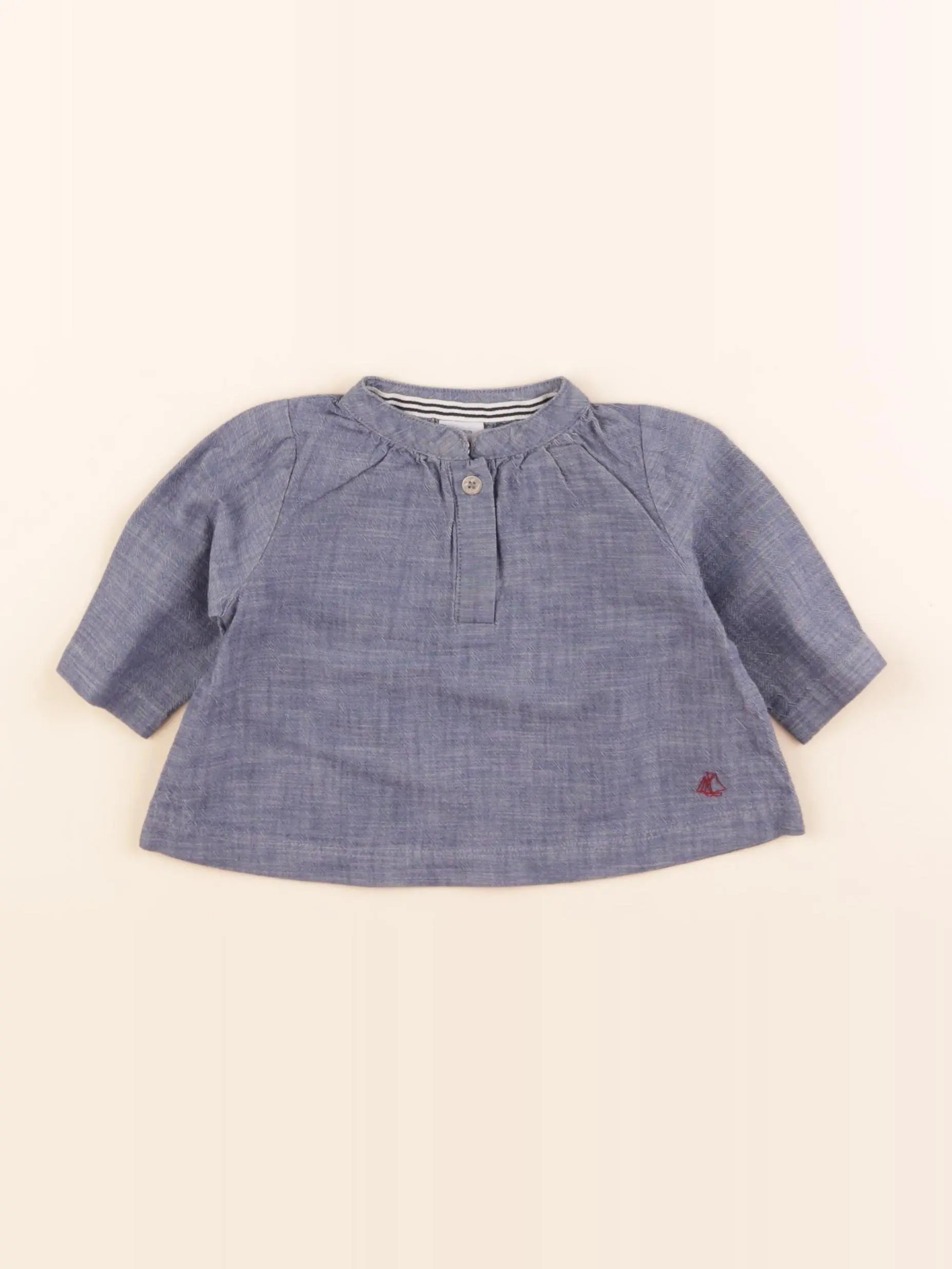 Petit Bateau - blouse bleu - 3 mois