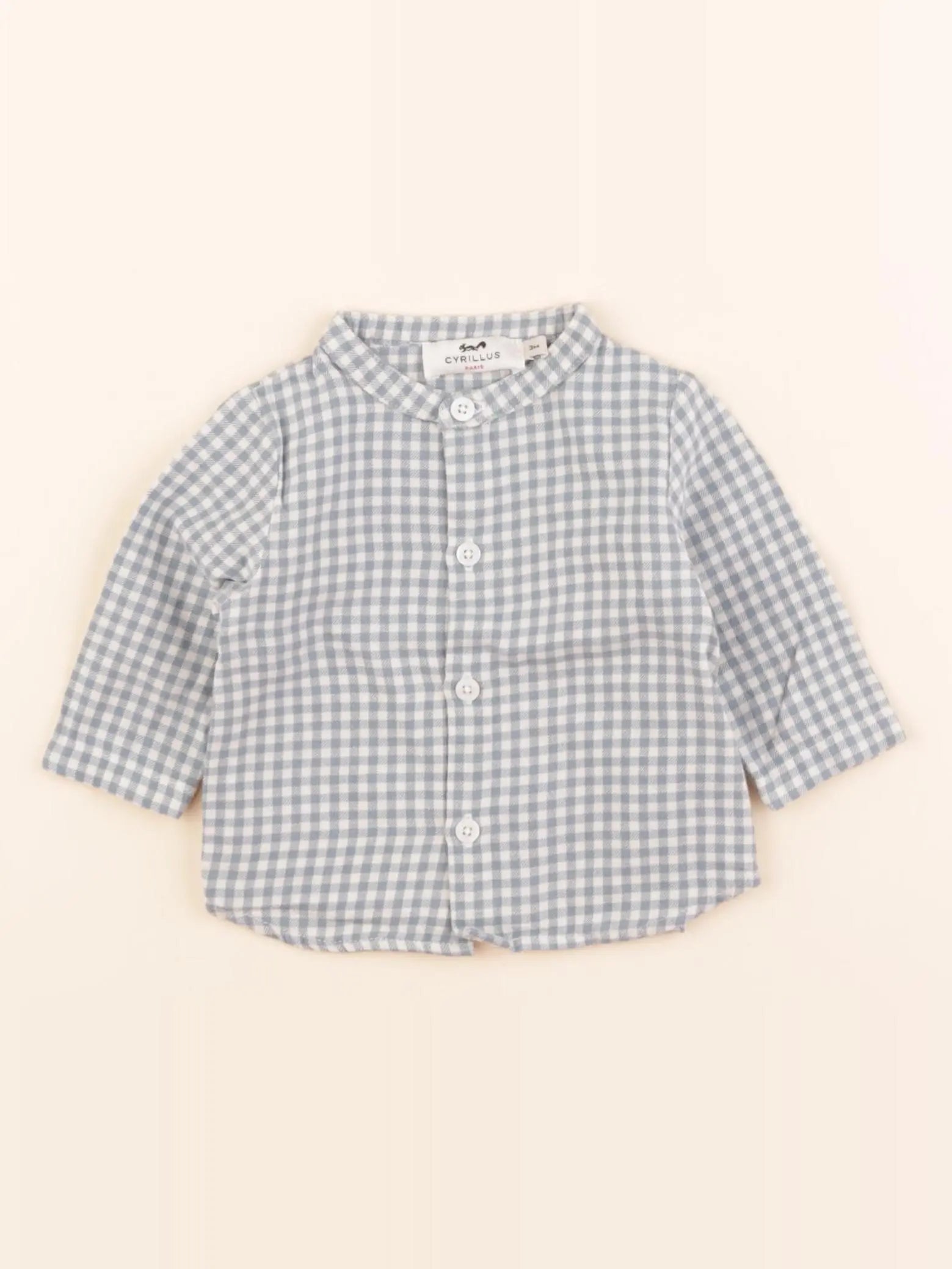 Cyrillus - chemise bleu, beige - 3 mois