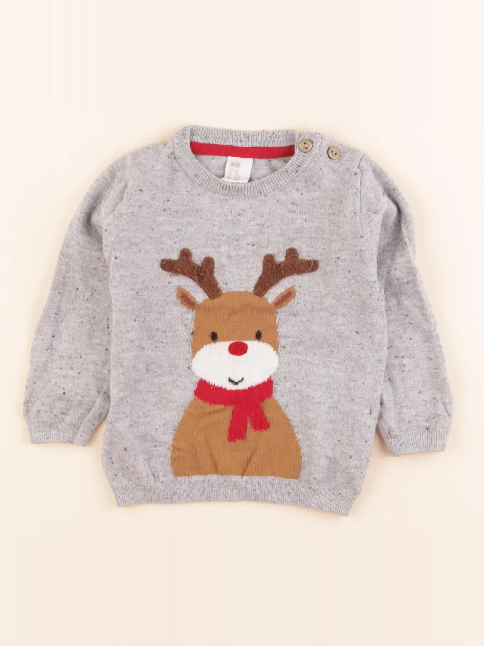 H&M - pull gris - 6/9 mois