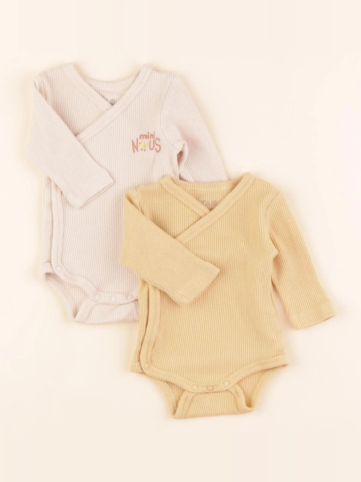Tape à l'oeil - lot de 2 bodies en coton beige, jaune - 9 mois