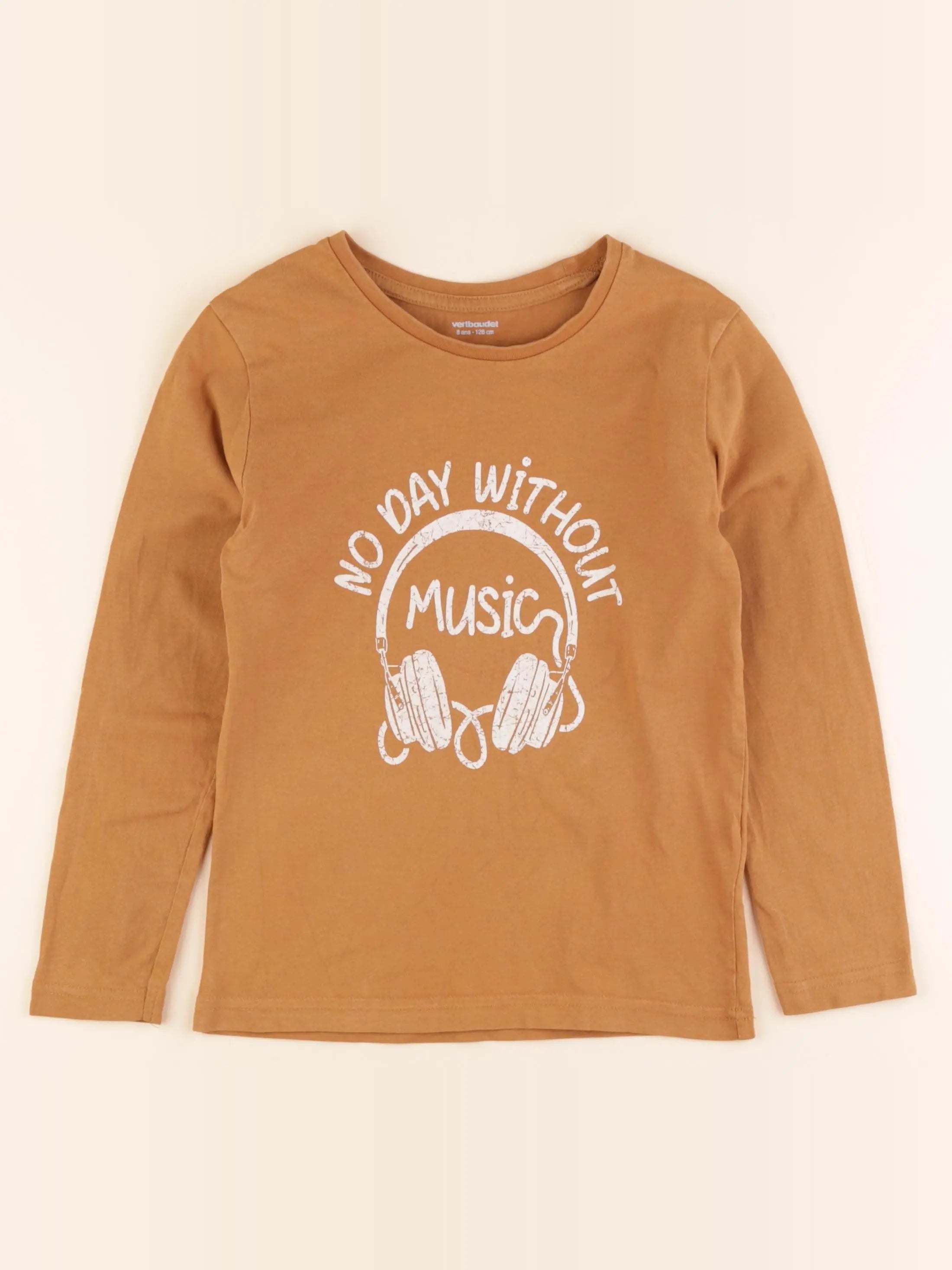 Vertbaudet - tee-shirt marron - 8 ans