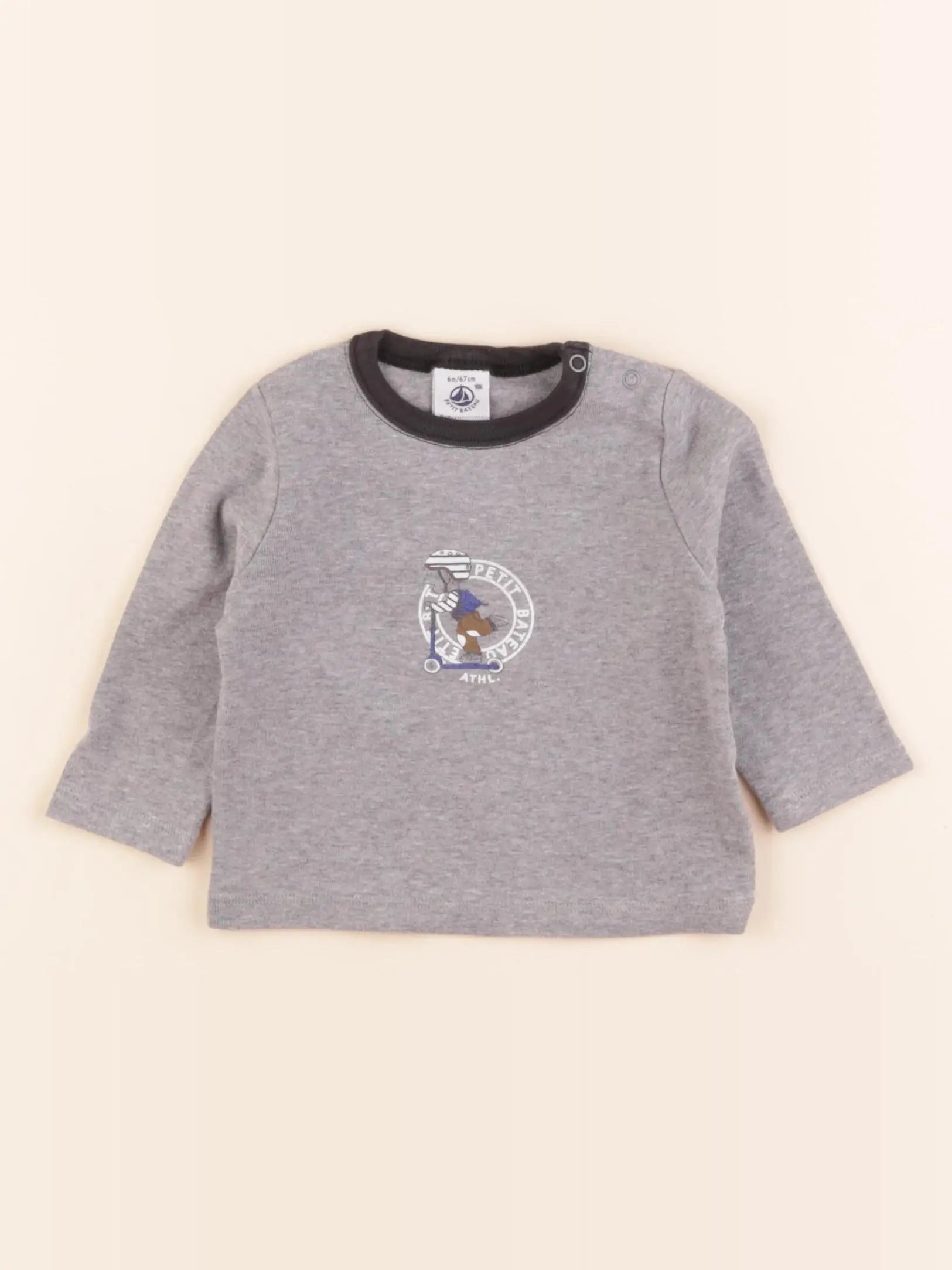 Petit Bateau - tee-shirt gris - 6 mois