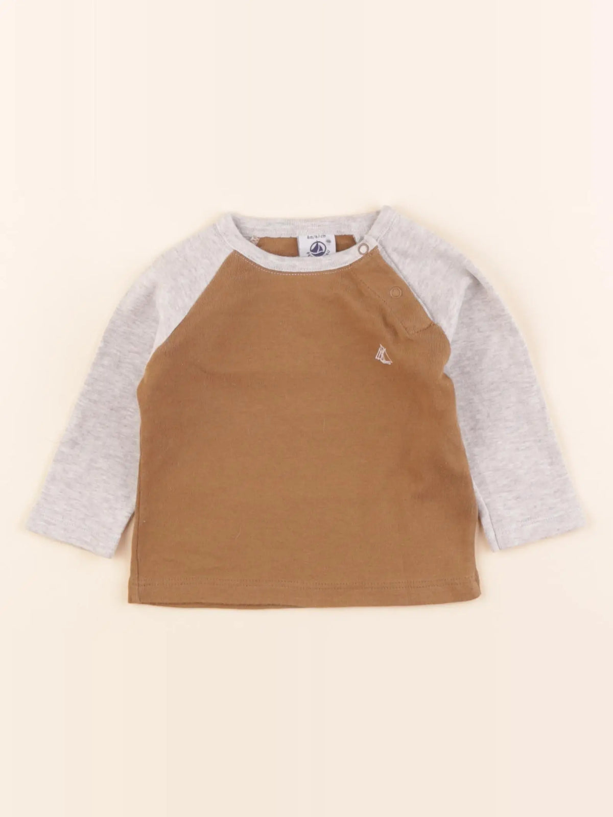 Petit Bateau - tee-shirt gris, marron - 6 mois