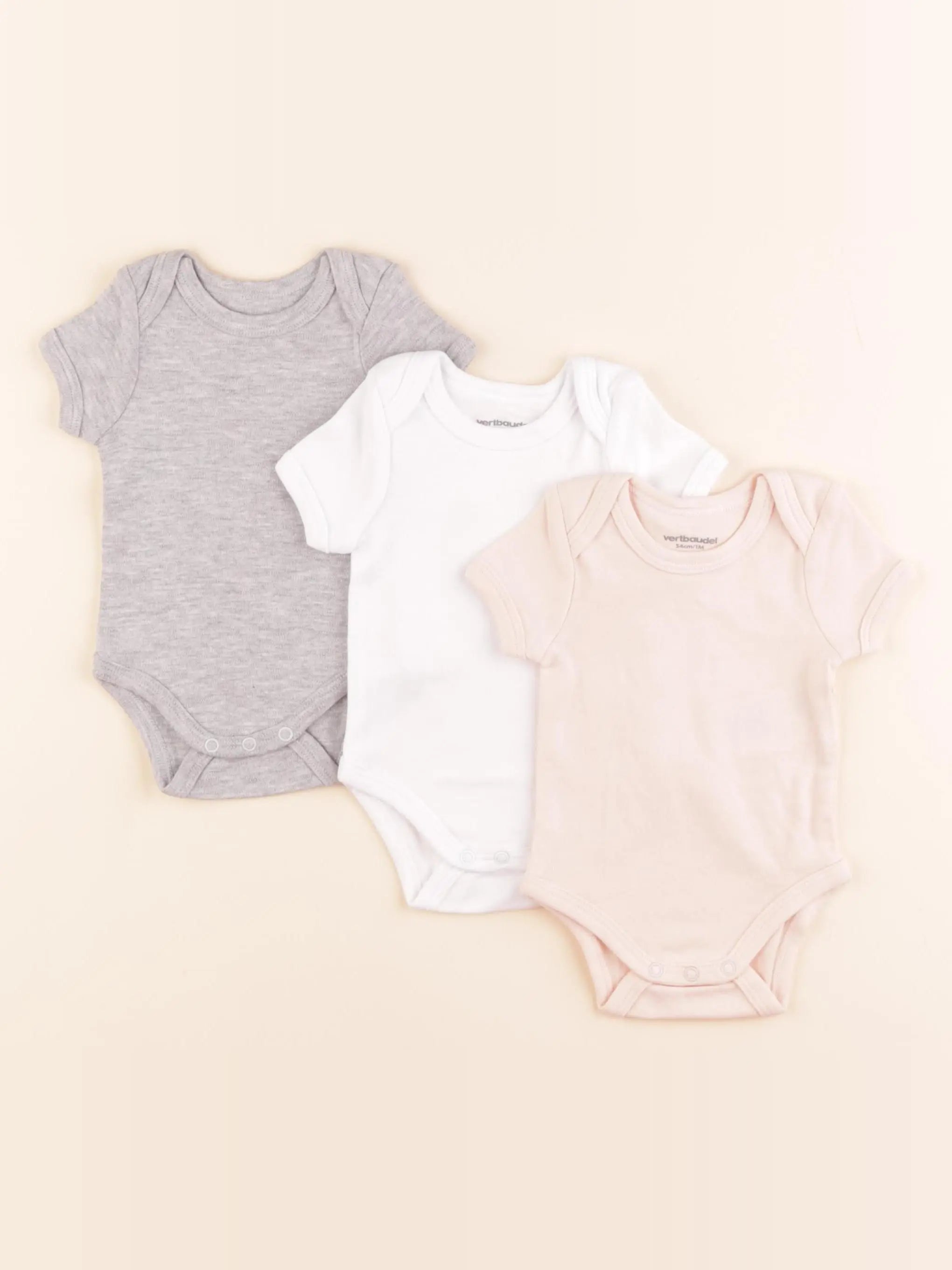 Vertbaudet - lot de 3 bodies en coton multicolore - 1 mois