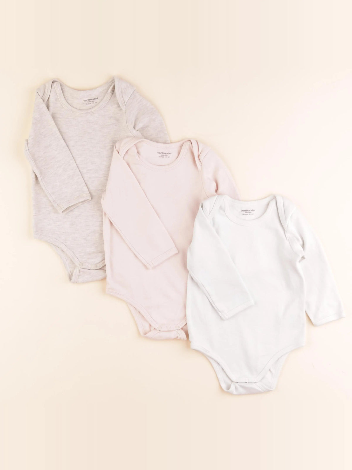 Vertbaudet - lot de 3 bodies en coton multicolore - 18 mois