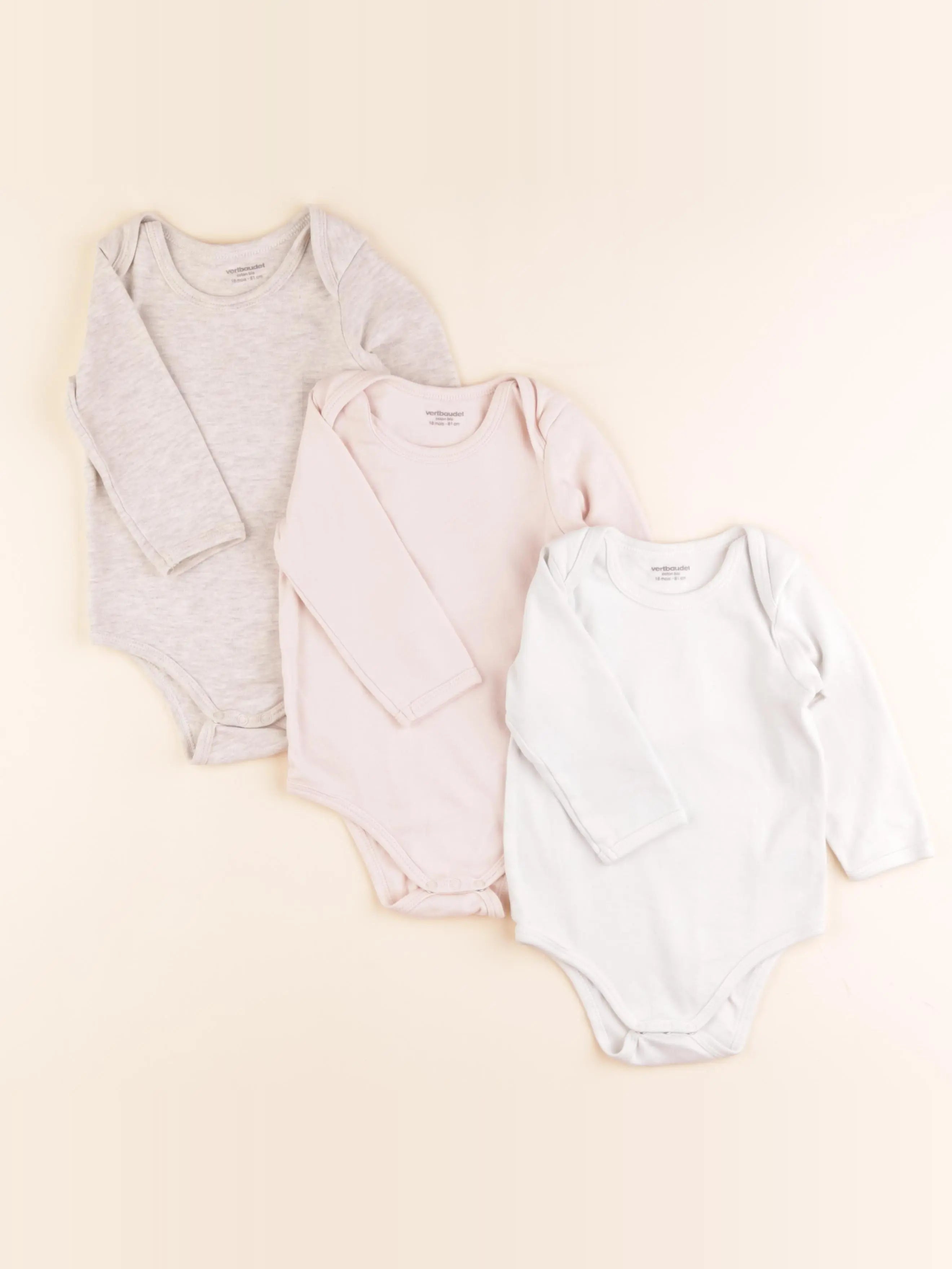 Vertbaudet - lot de 3 bodies en coton multicolore - 18 mois