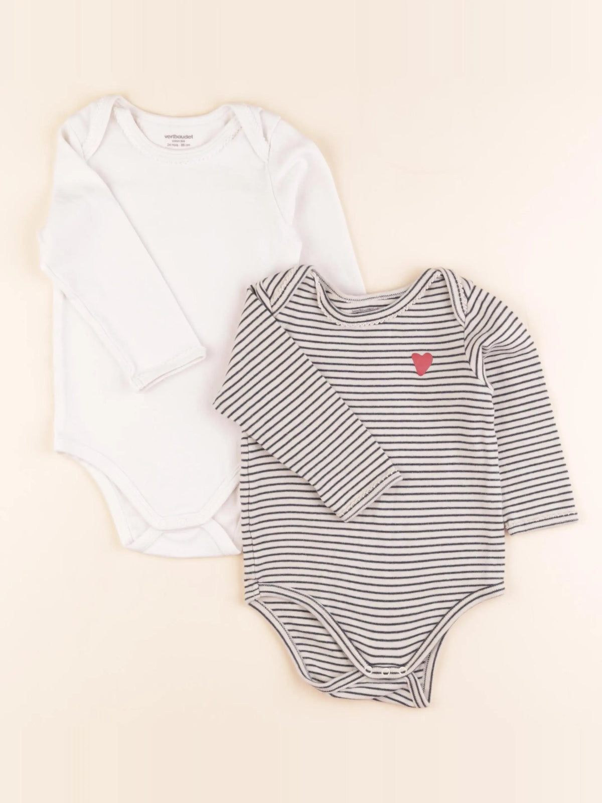 Vertbaudet - lot de 2 bodies en coton multicolore - 24 mois