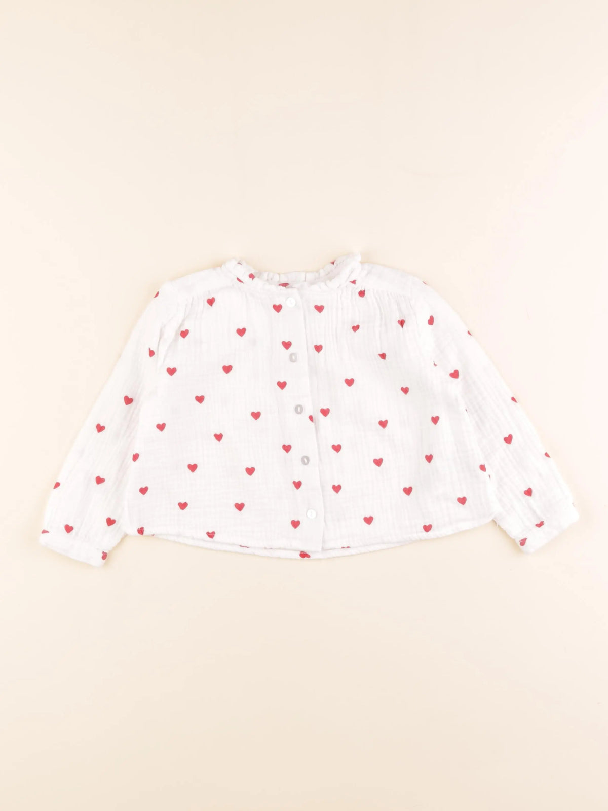Vertbaudet - blouse blanc, rouge - 2 ans