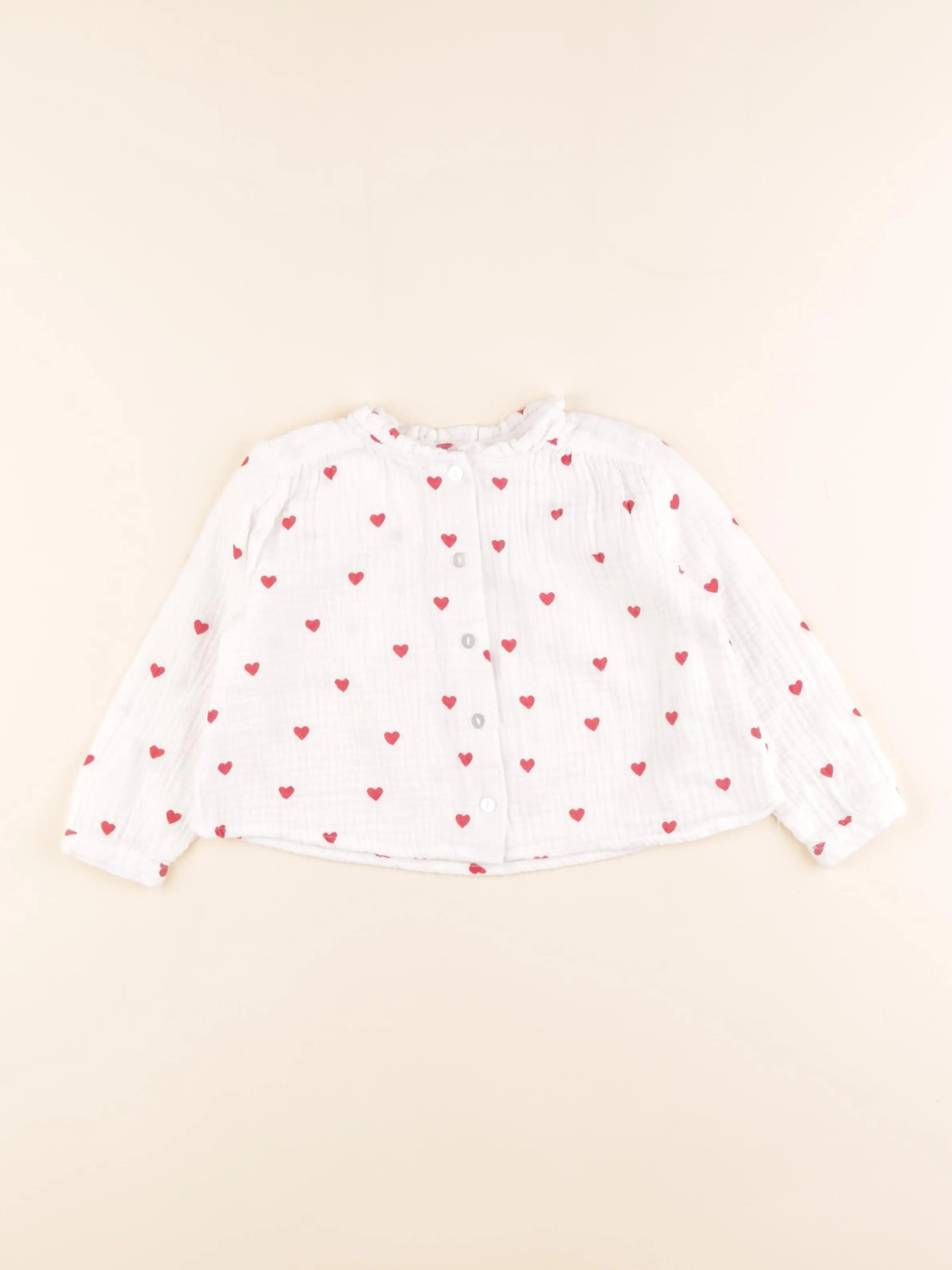 Vertbaudet - blouse blanc, rouge - 2 ans