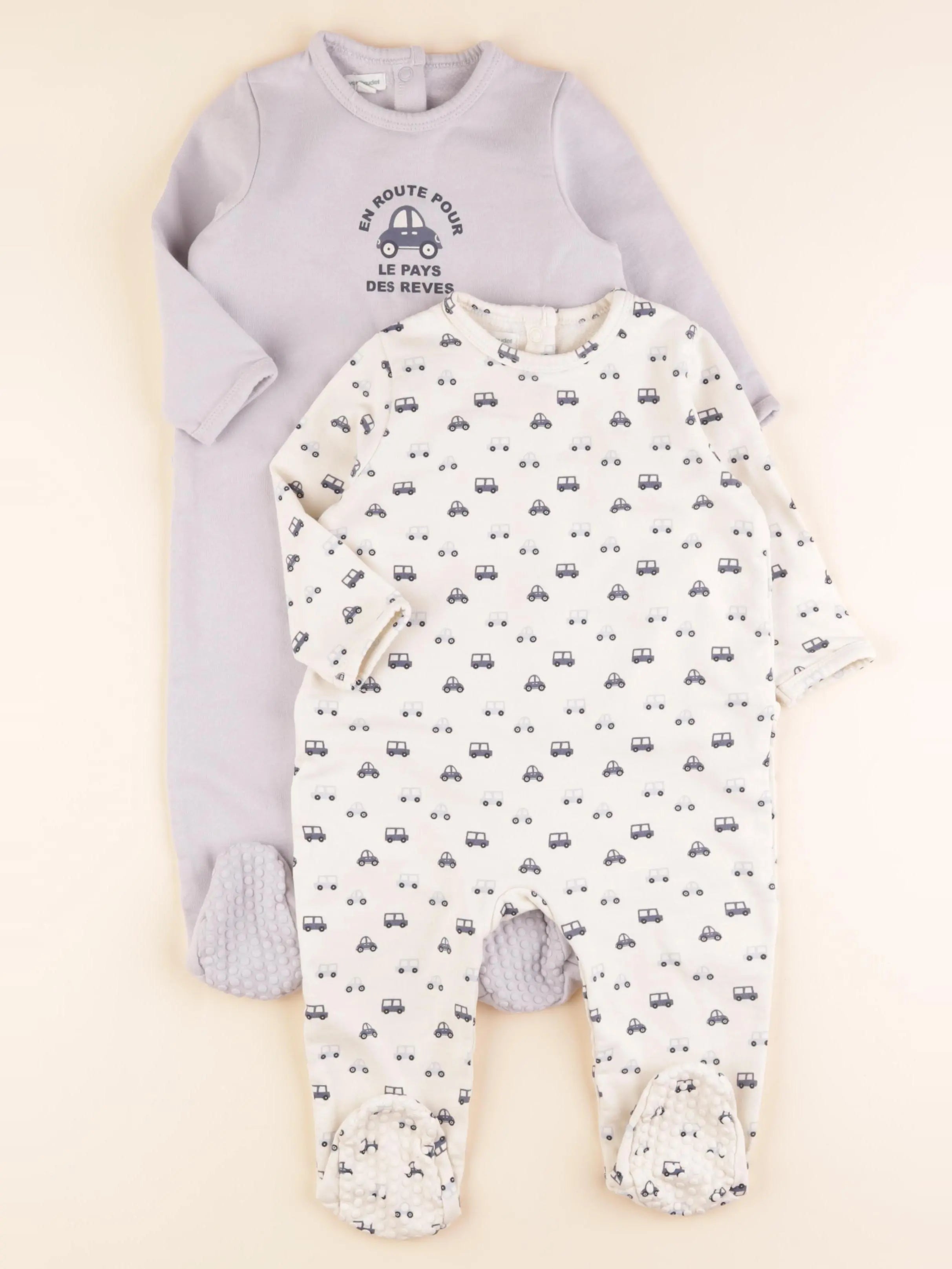 Vertbaudet - lot de 2 pyjamas coton bleu, blanc - 18 mois