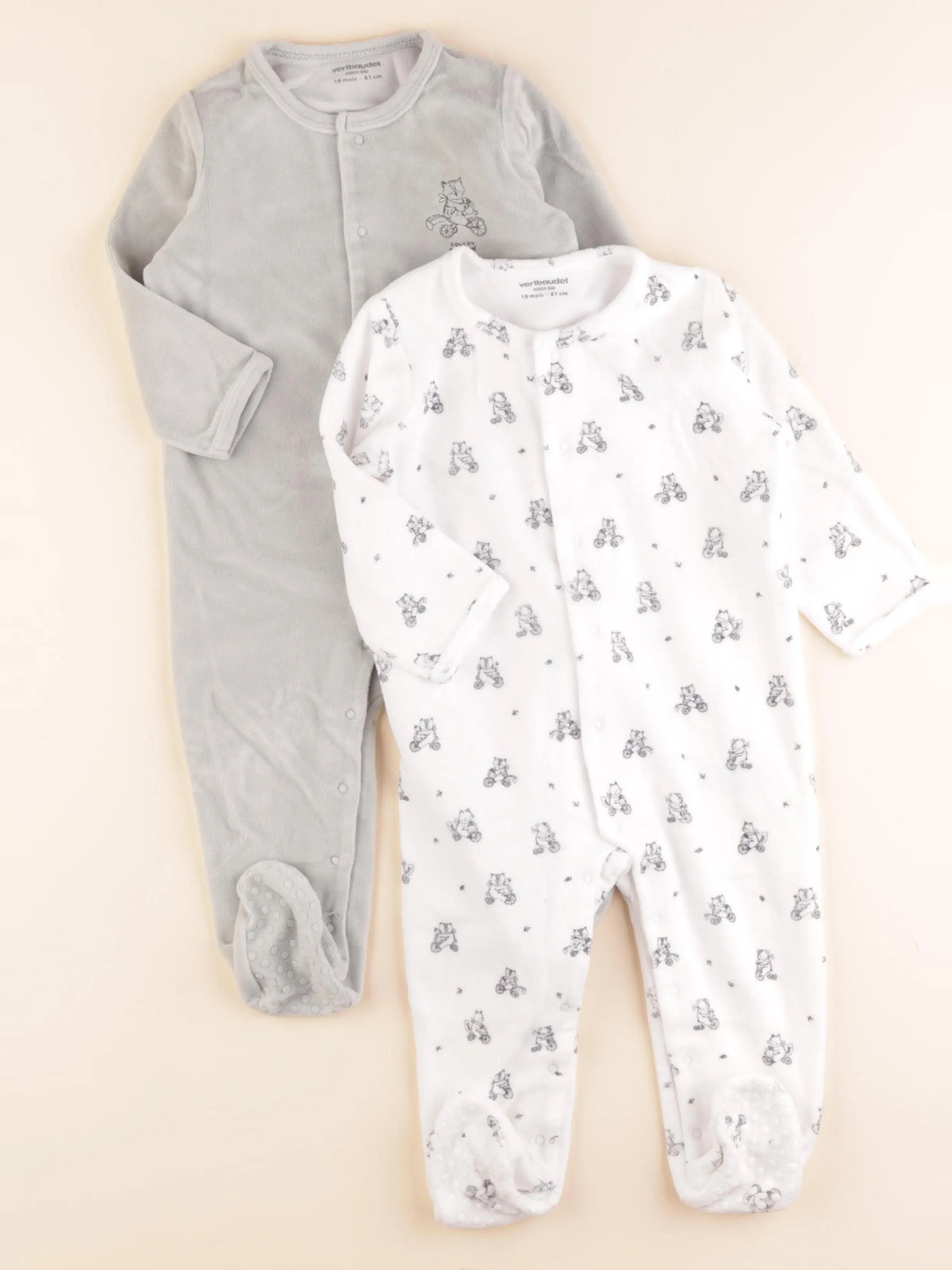 Vertbaudet - lot de 2 pyjamas velours multicolore - 18 mois