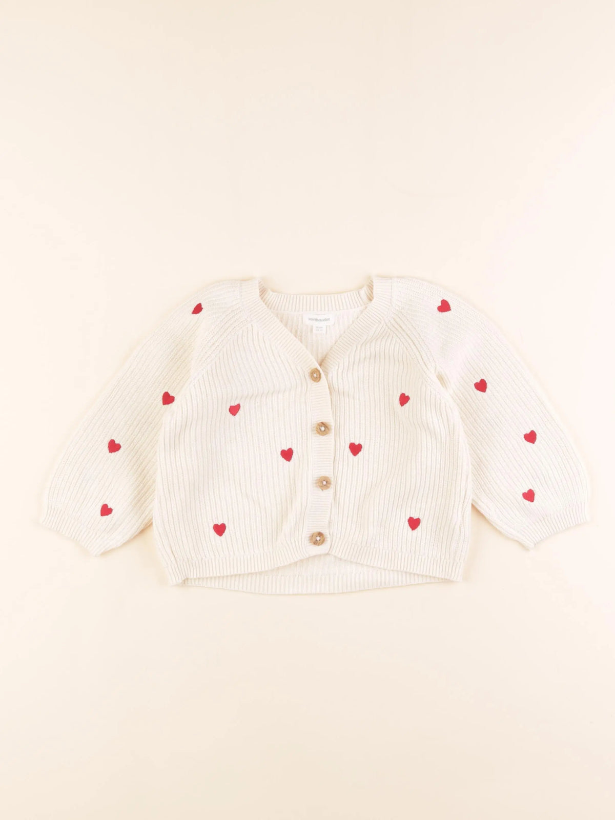 Vertbaudet - gilet beige, rouge - 24 mois