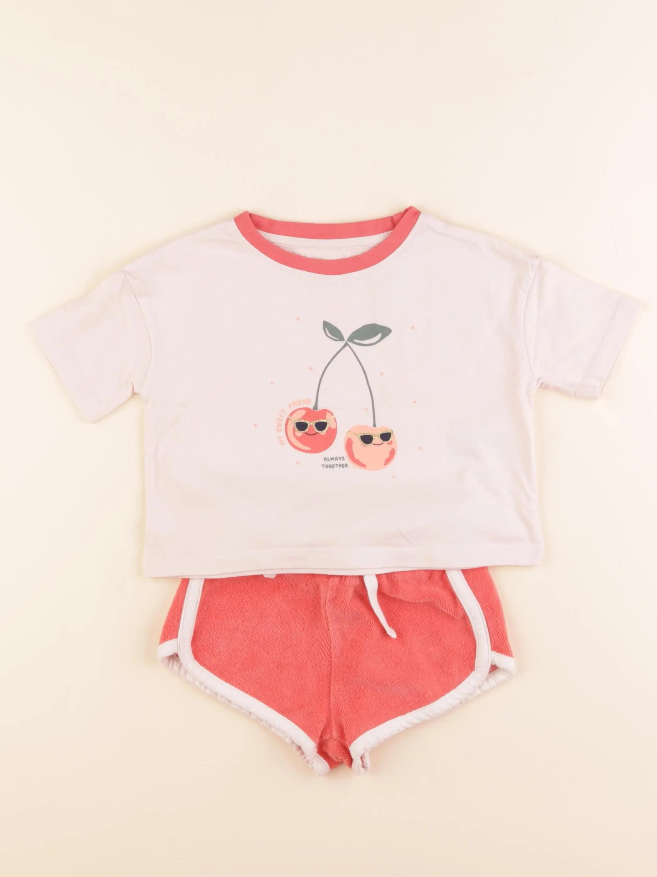 Vertbaudet - ensemble orange - 2 ans