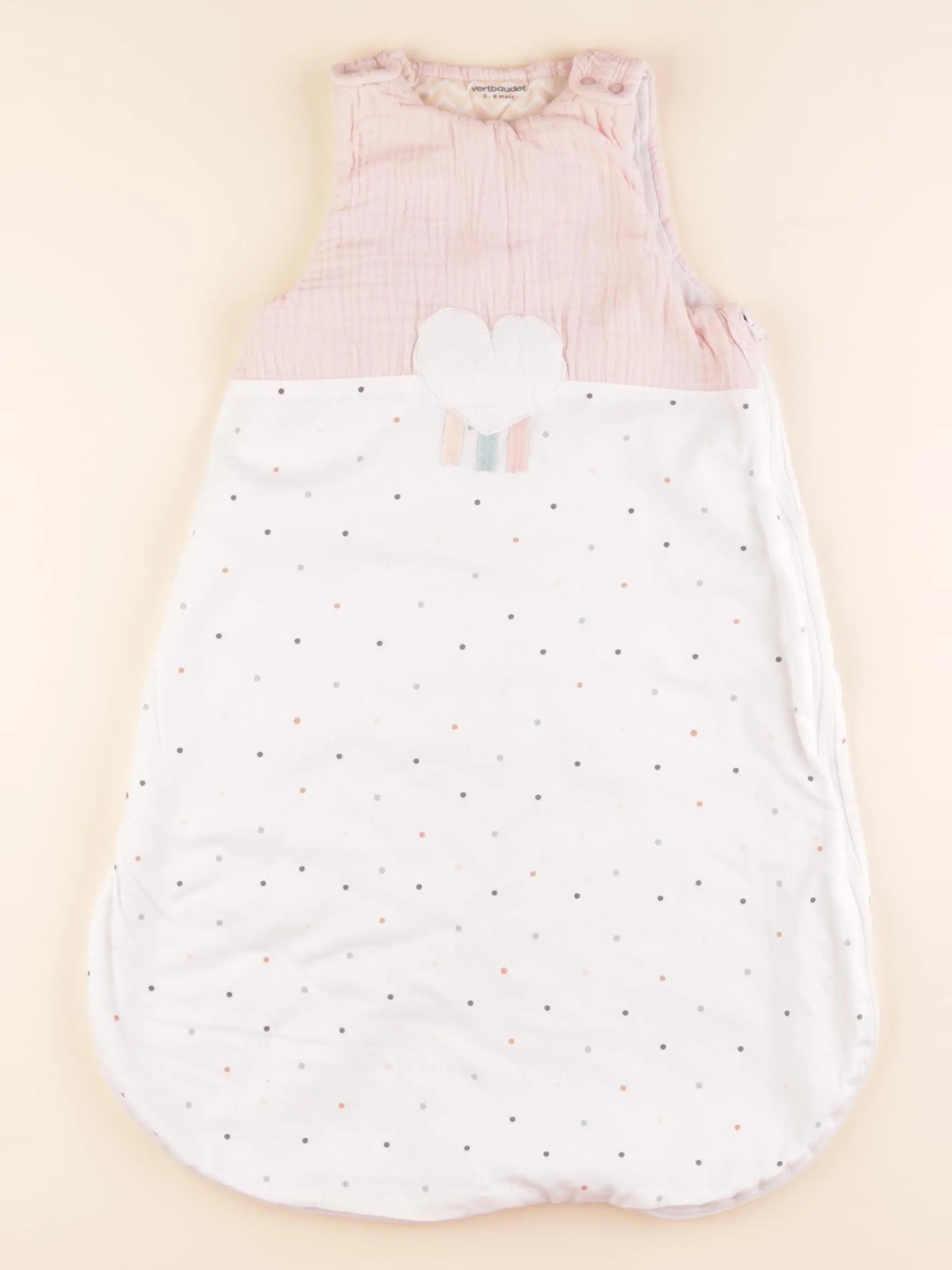 Vertbaudet - gigoteuse TOG 2 blanc, rose - 0/6 mois