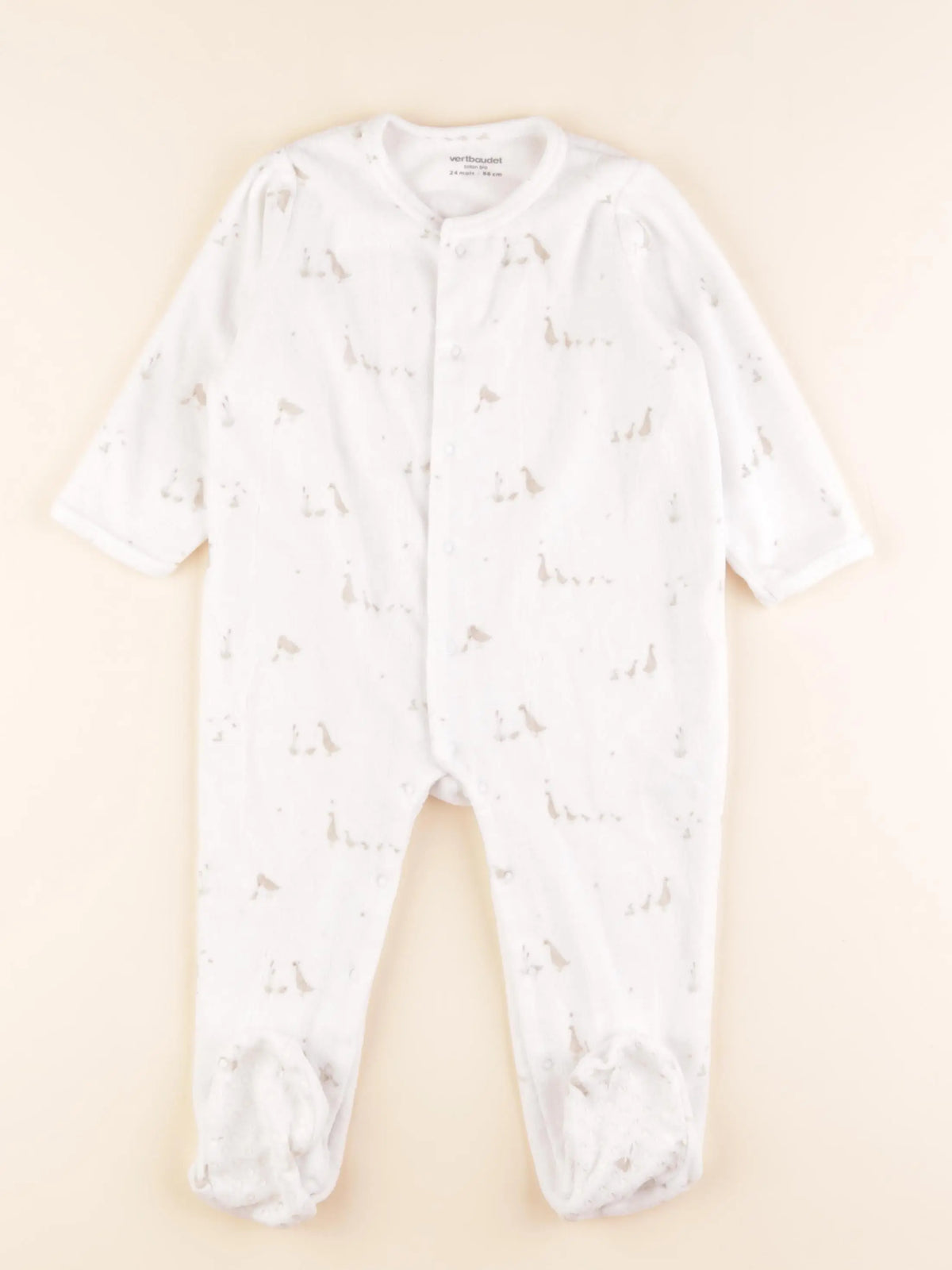 Vertbaudet - pyjama velours blanc - 24 mois