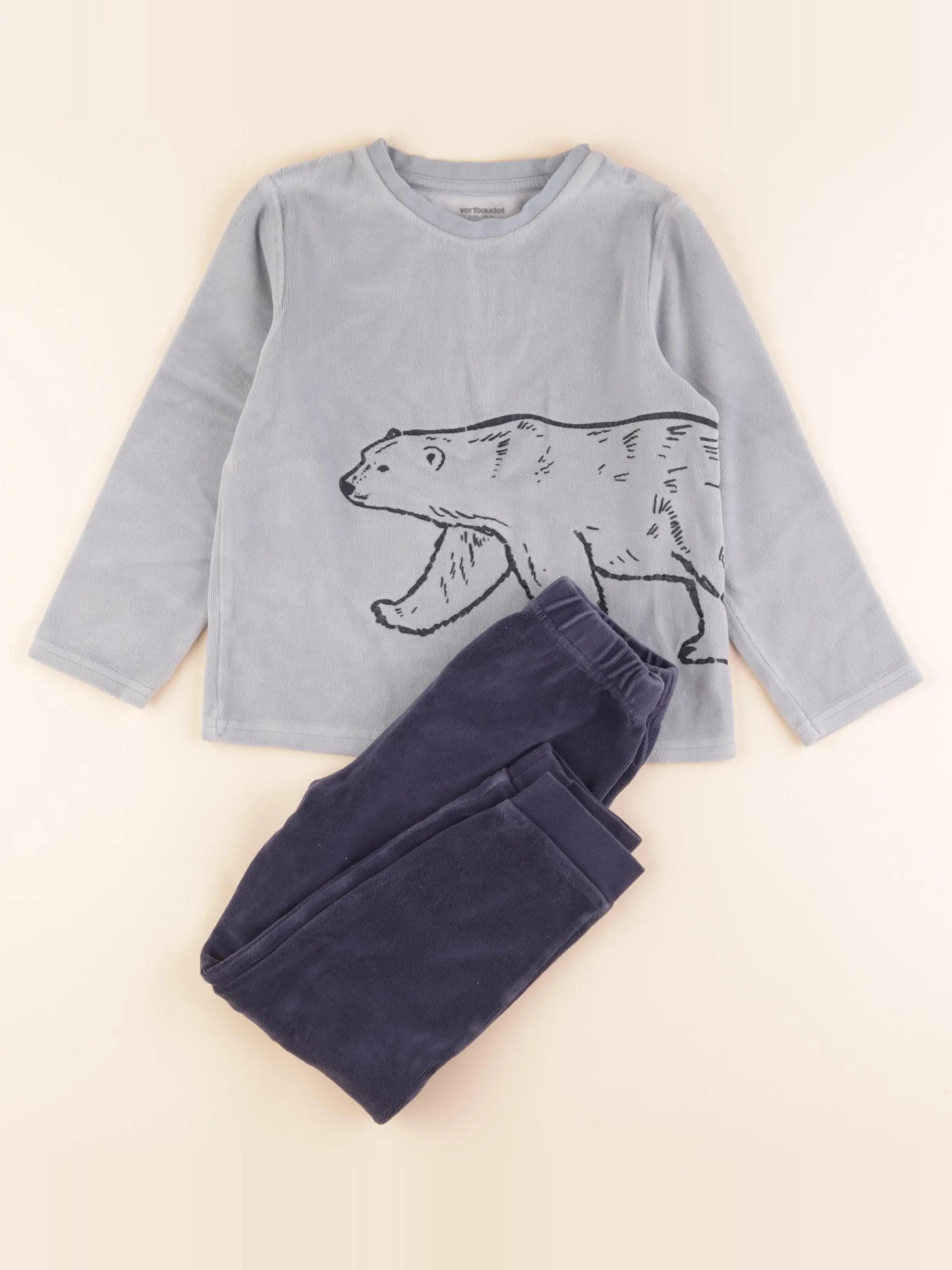 Vertbaudet - pyjama velours bleu - 6 ans