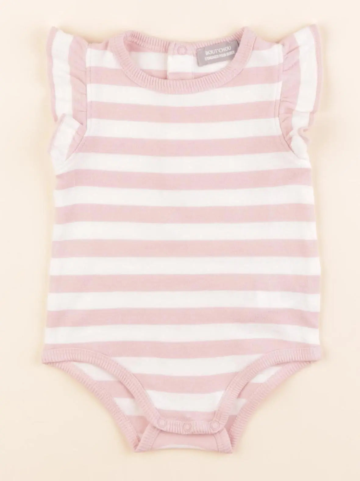 Boutchou - body tee-shirt blanc, rose - 6 mois