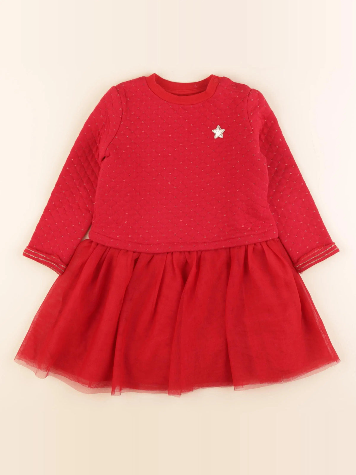 Vertbaudet - robe rouge, or - 4 ans