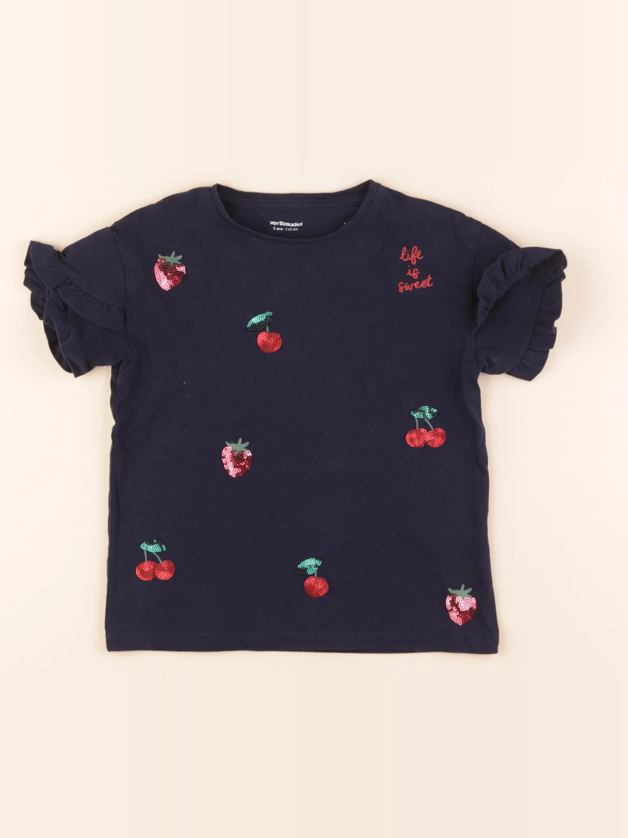 Vertbaudet - tee-shirt bleu - 5 ans