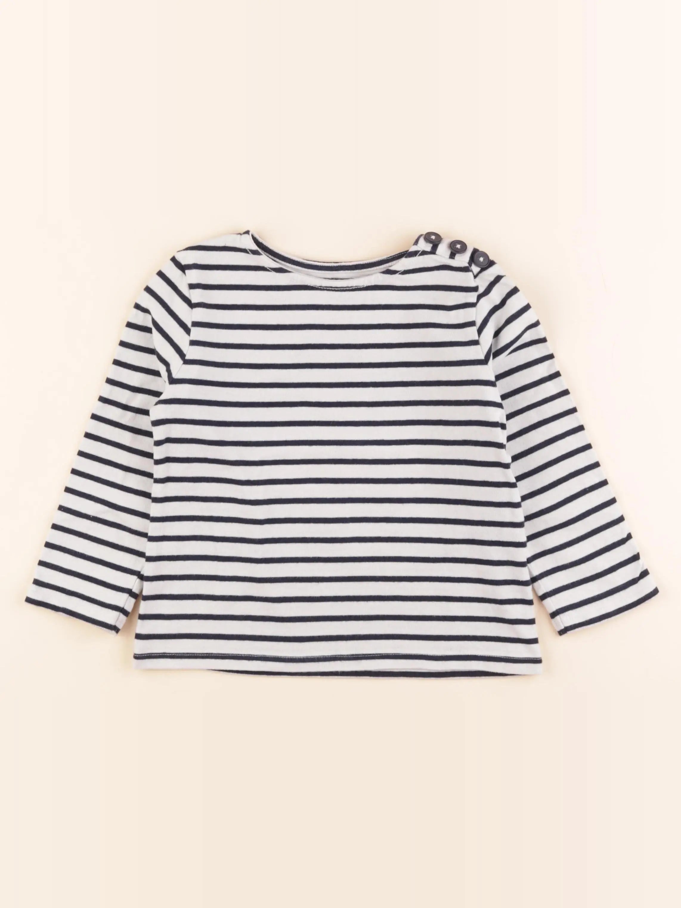 Vertbaudet - tee-shirt blanc, bleu - 5 ans