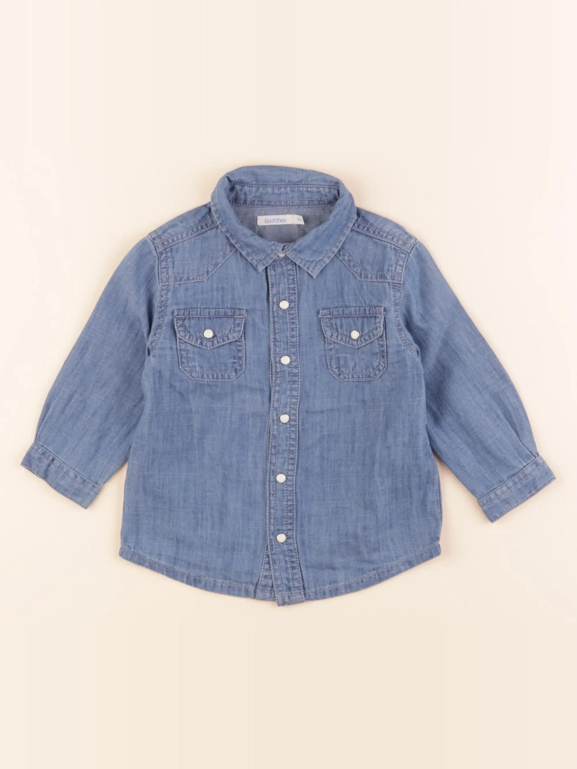 Boutchou - chemise bleu - 12 mois