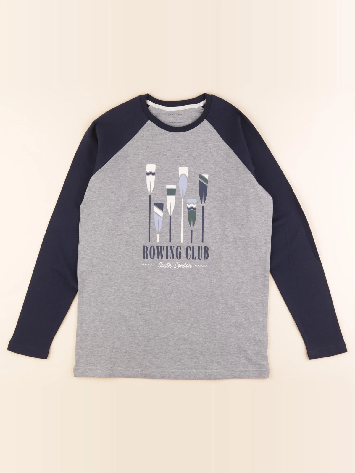 Cyrillus - tee-shirt gris, bleu - 14 ans