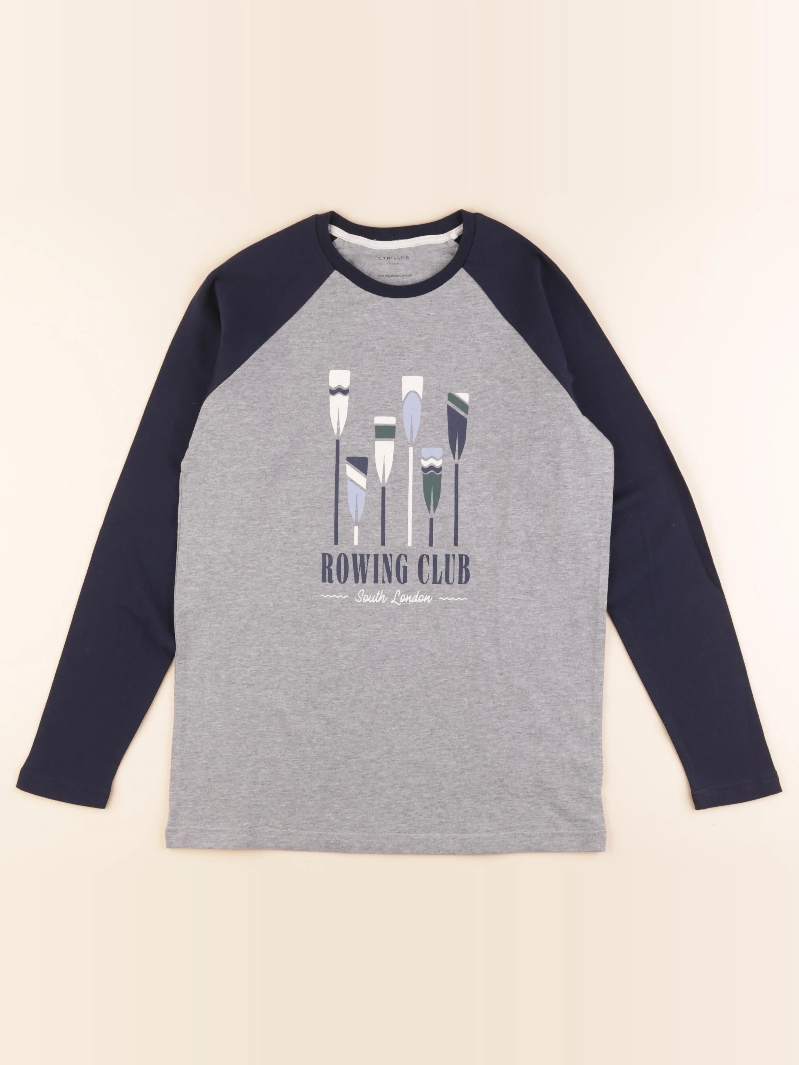 Cyrillus - tee-shirt gris, bleu - 14 ans