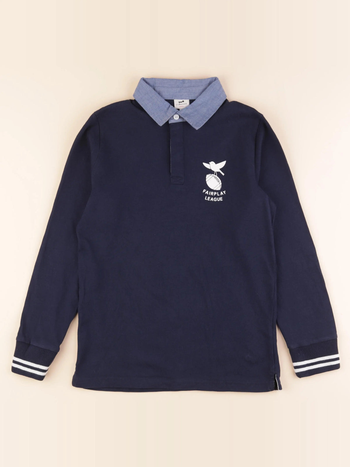 Cyrillus - polo imprimé au dos bleu - 12 ans
