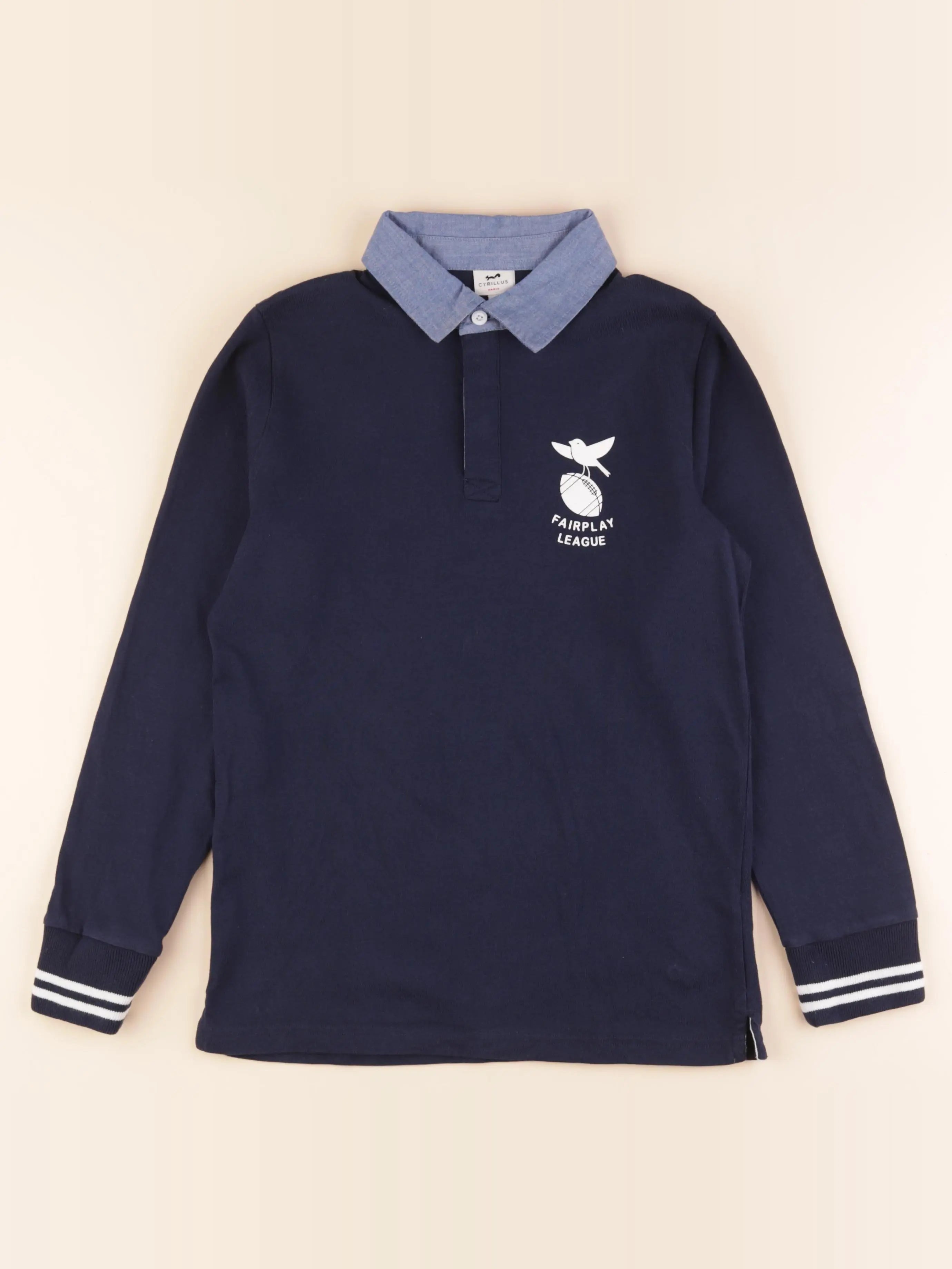 Cyrillus - polo imprimé au dos bleu - 12 ans