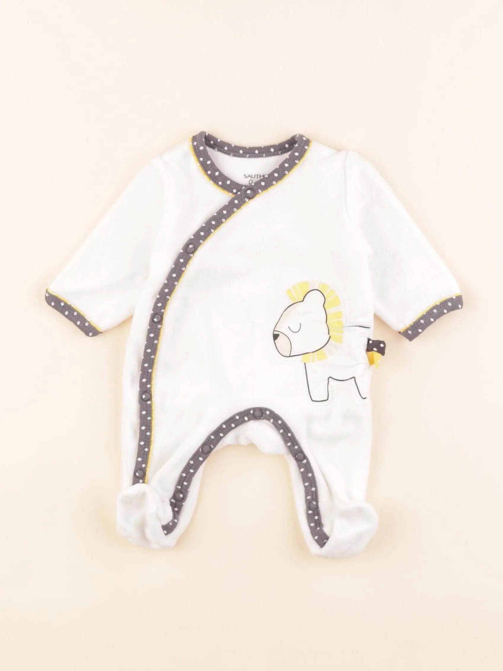 Sauthon - pyjama velours blanc - 0 mois