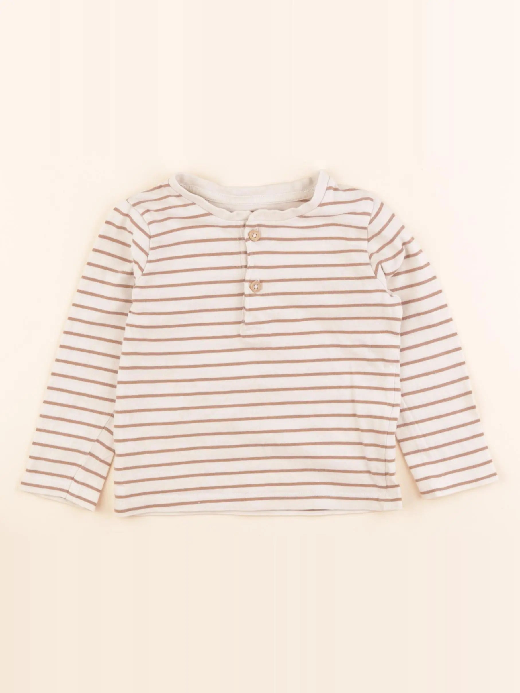 Vertbaudet - tee-shirt beige, marron - 18 mois