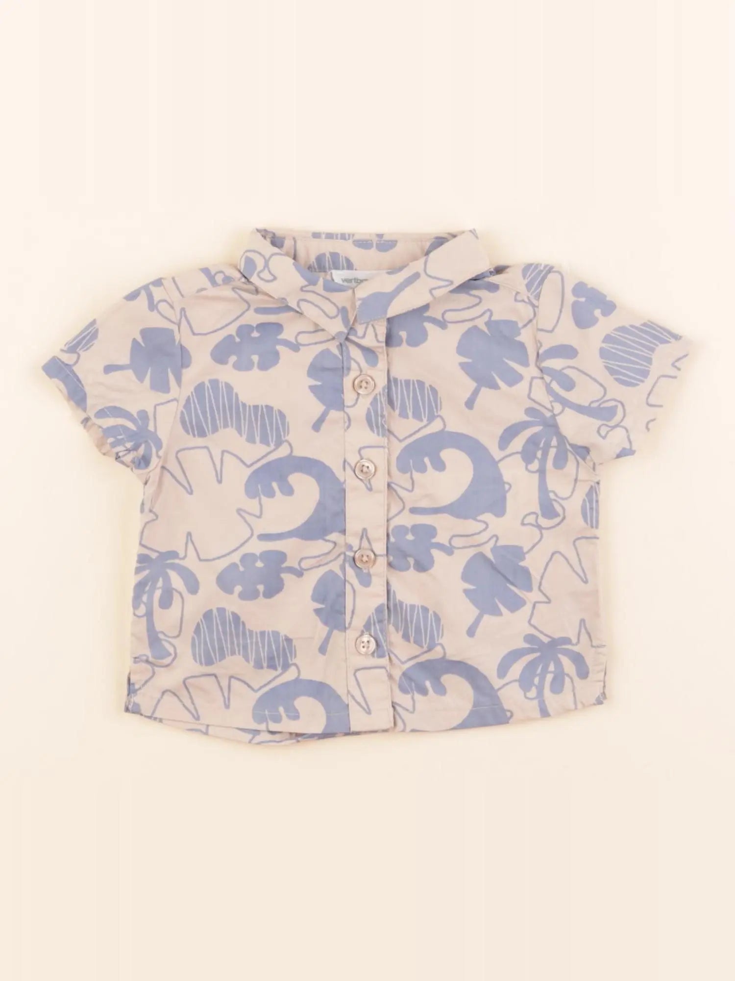 Vertbaudet - chemise beige, bleu - 3 mois