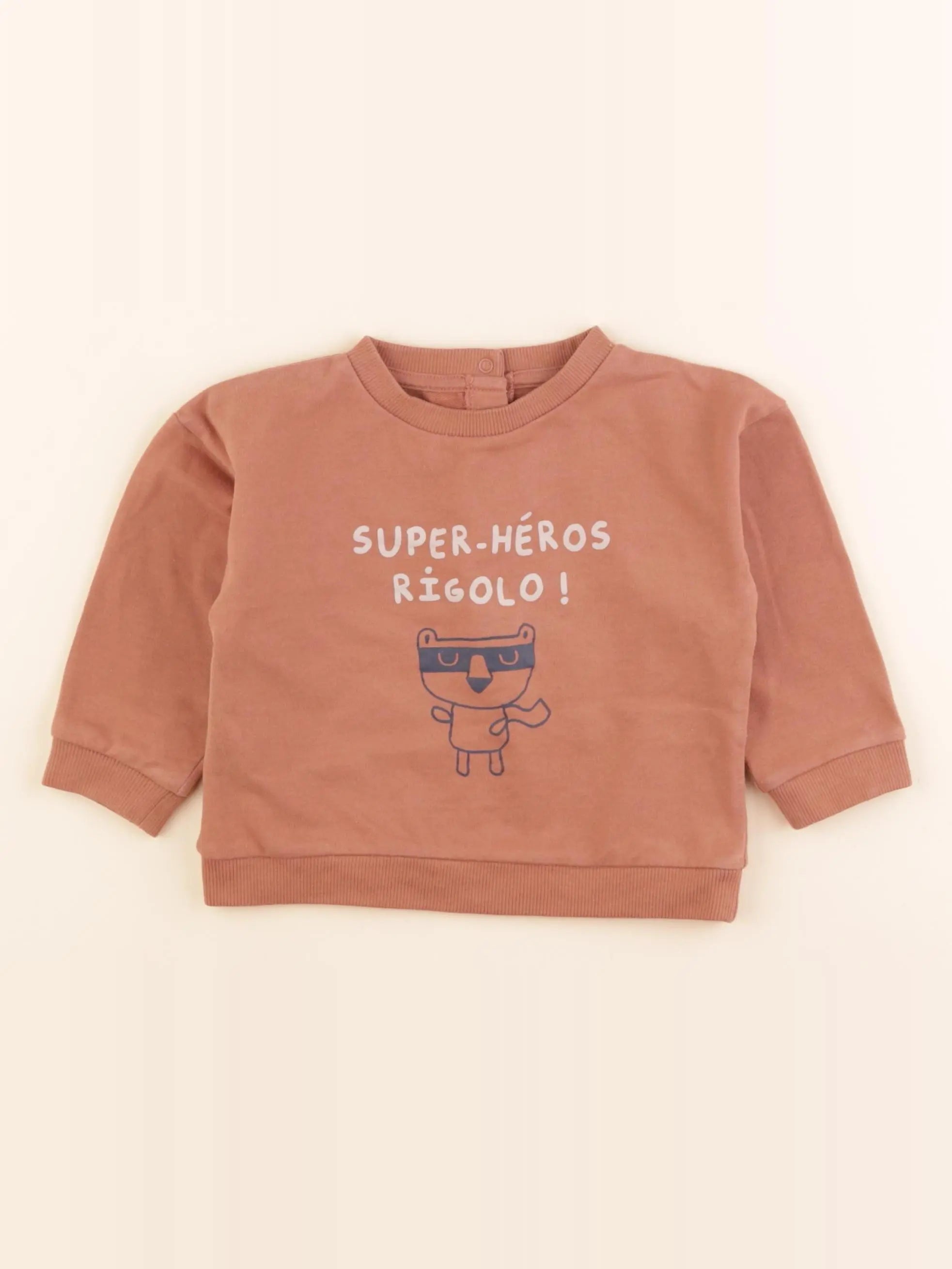 Vertbaudet - sweat marron - 18 mois