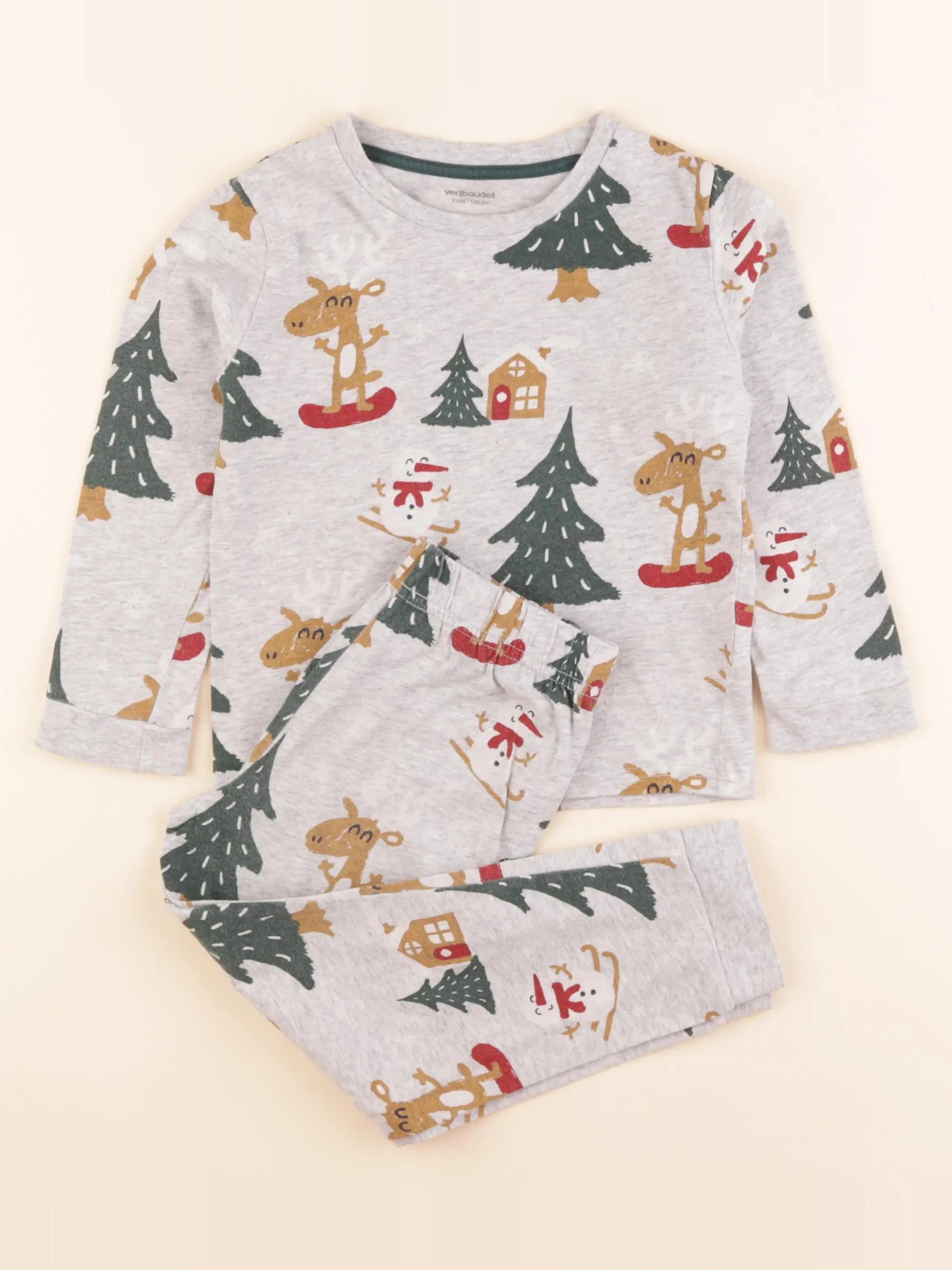 Vertbaudet - pyjama coton gris - 4 ans