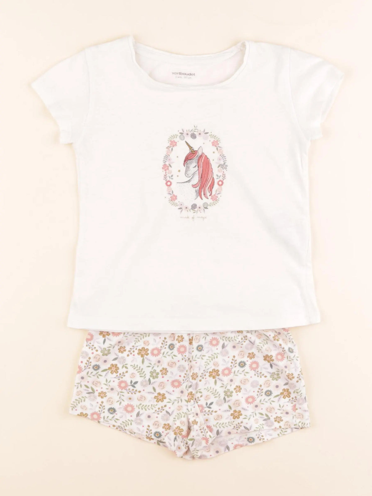 Vertbaudet - pyjama coton beige, multicolore - 3 ans
