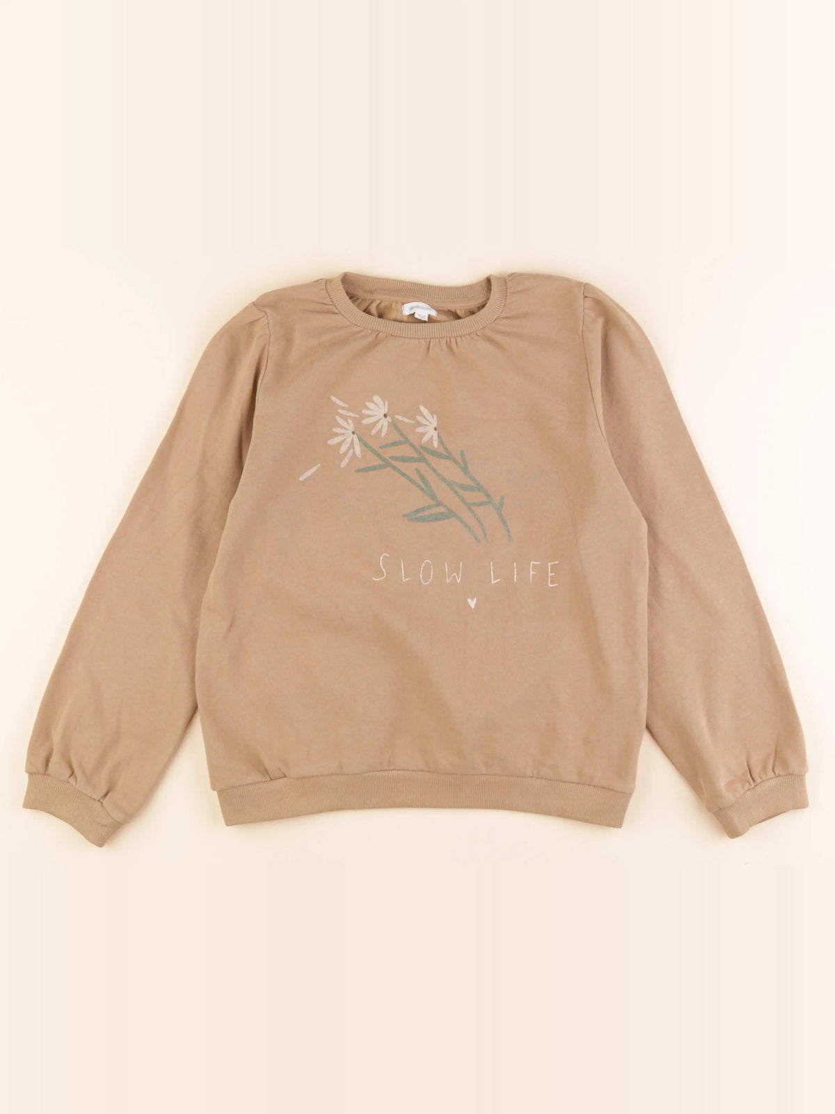 Vertbaudet - sweat beige - 12 ans