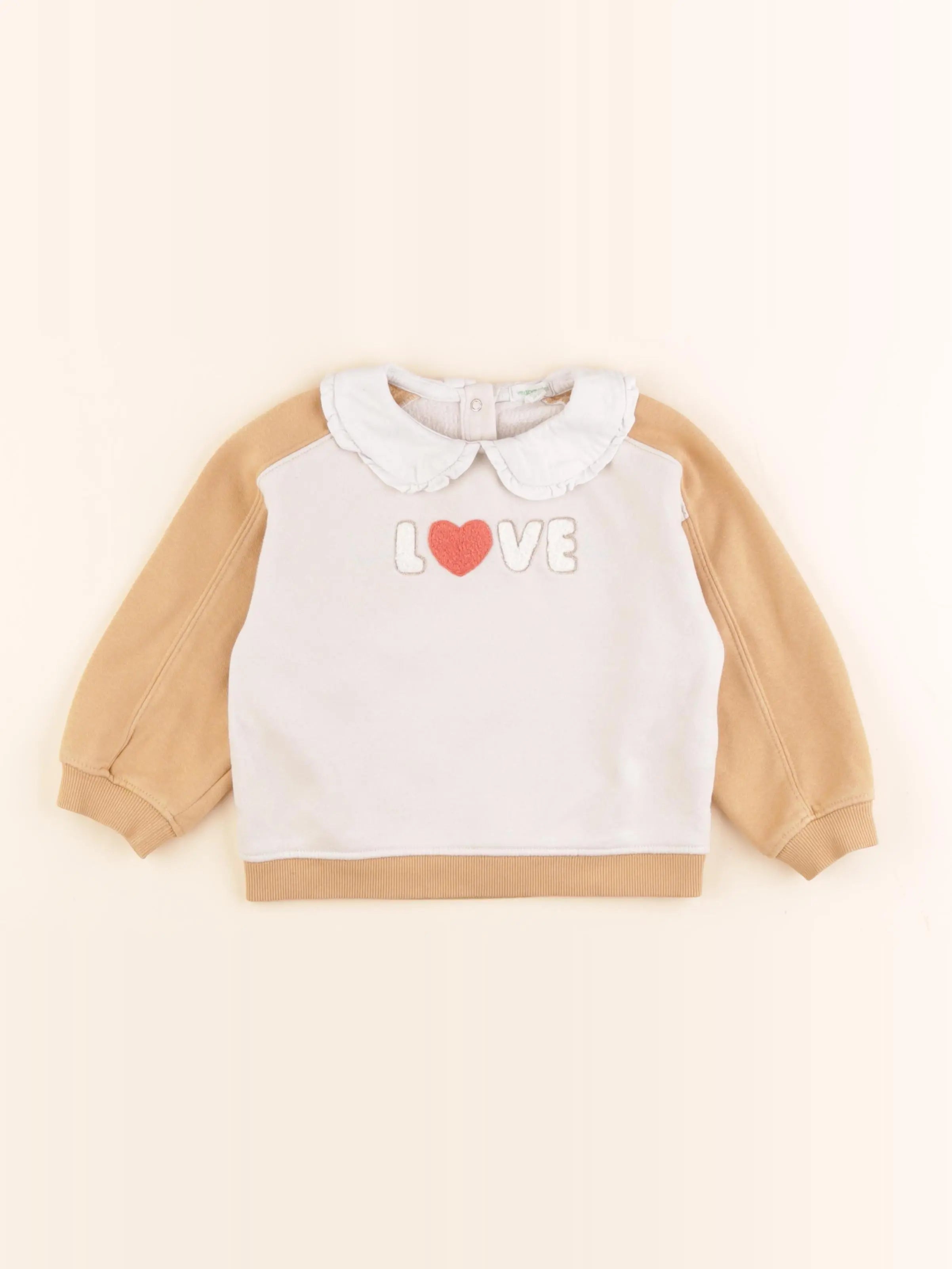 Vertbaudet - sweat blanc, marron - 36 mois