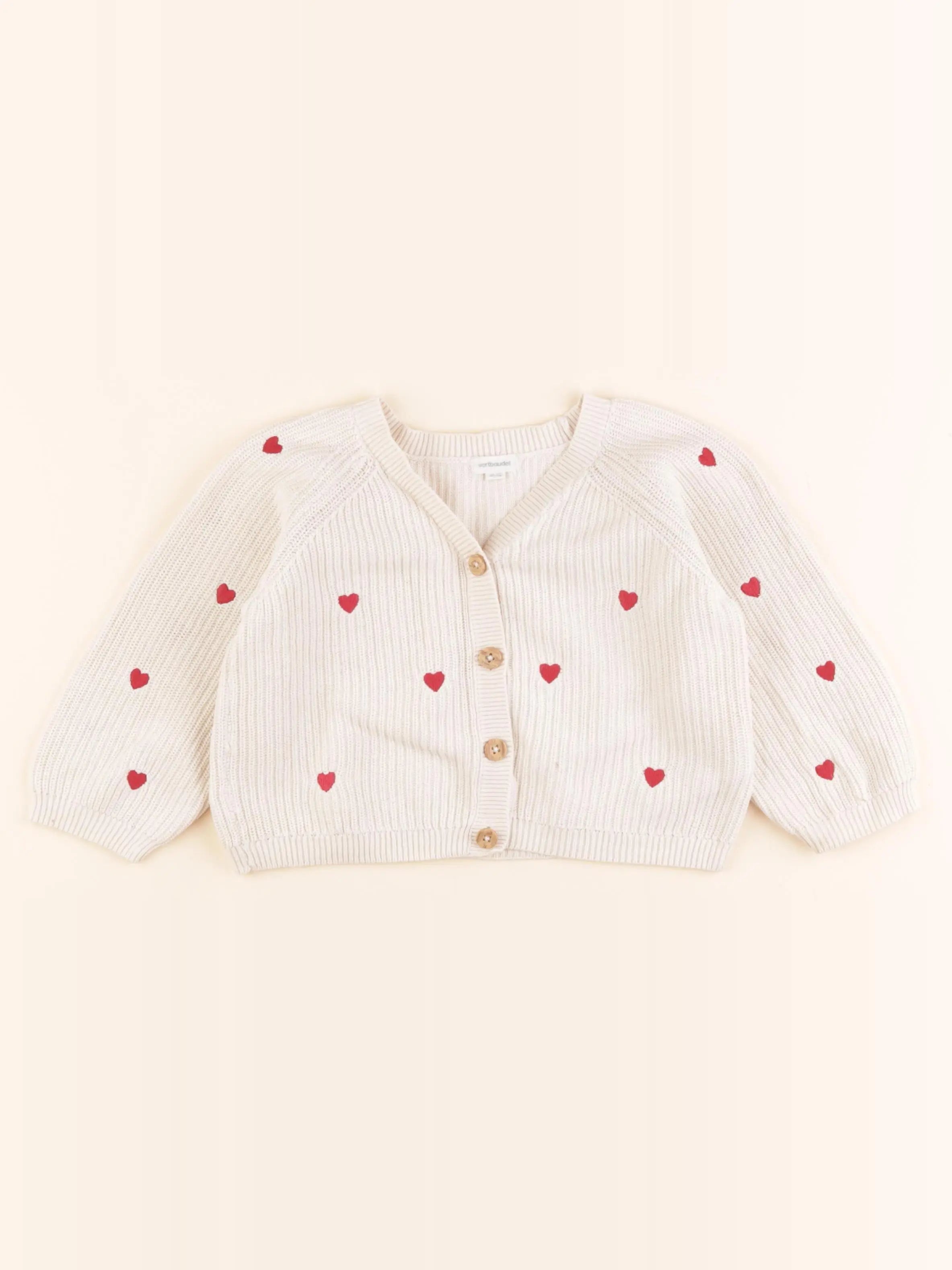 Vertbaudet - gilet blanc, rouge - 24 mois