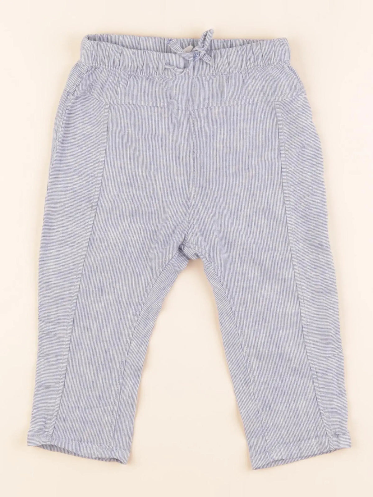 H&M - pantalon bleu, blanc - 9/12 mois