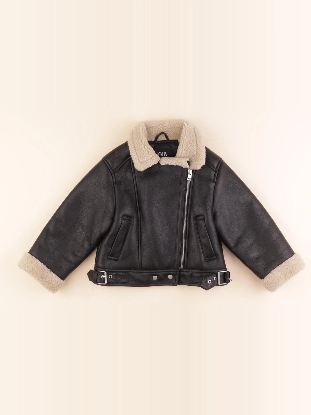 Zara - veste simili cuir noir - 4 ans