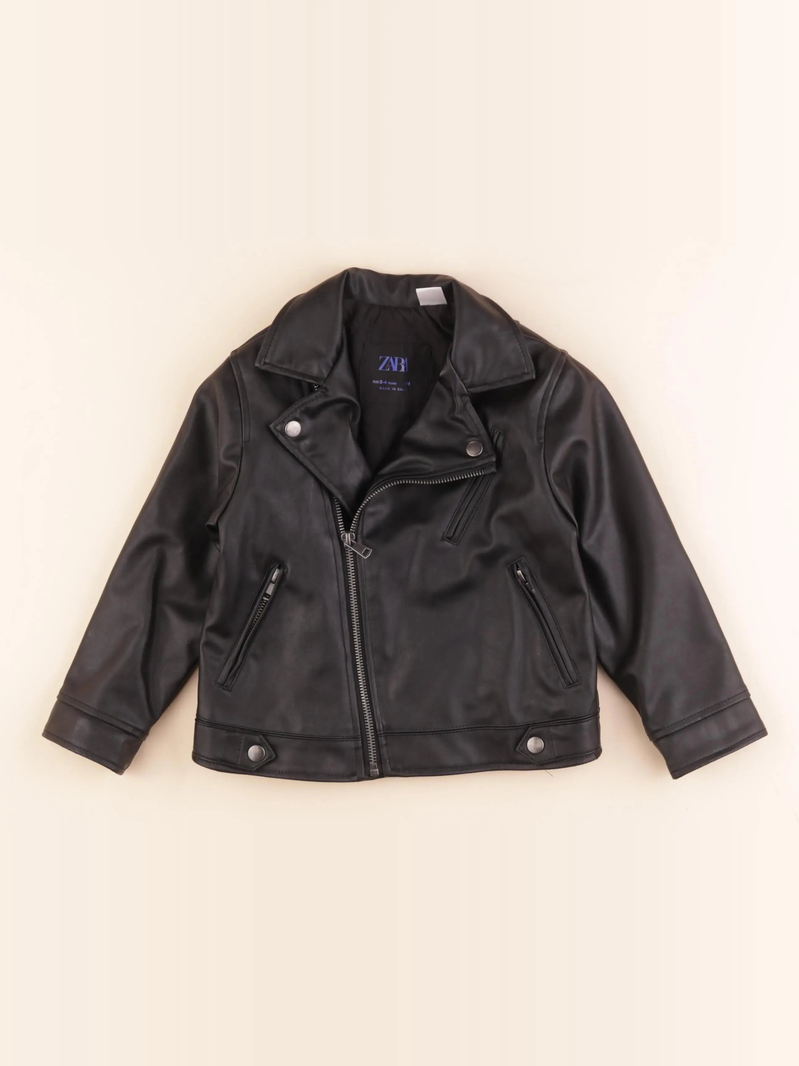 Zara - veste simili cuir noir - 3/4 ans